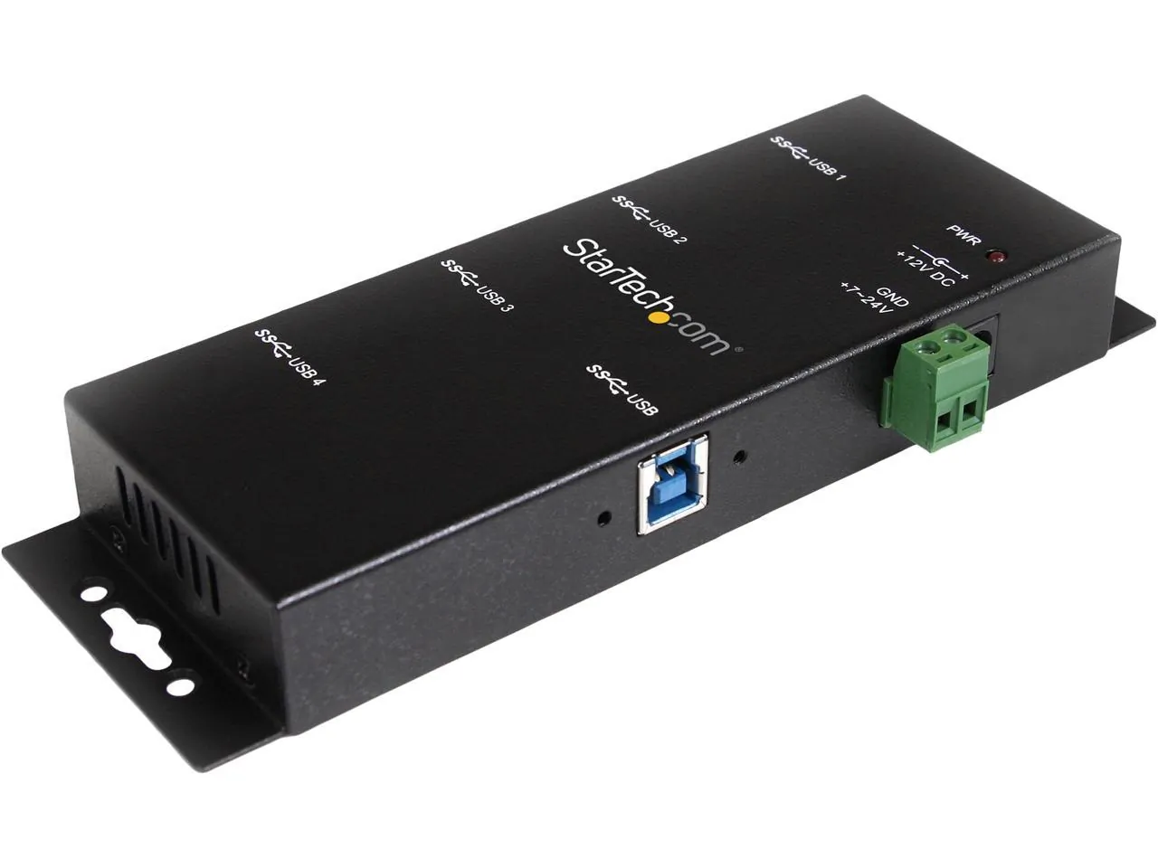 STARTECH ST4300USBM — ST4300USBM - 4-PORT USB 3.0 HUB - 5GBPS - METAL INDUSTRIAL USB-A HUB - WALL OR D