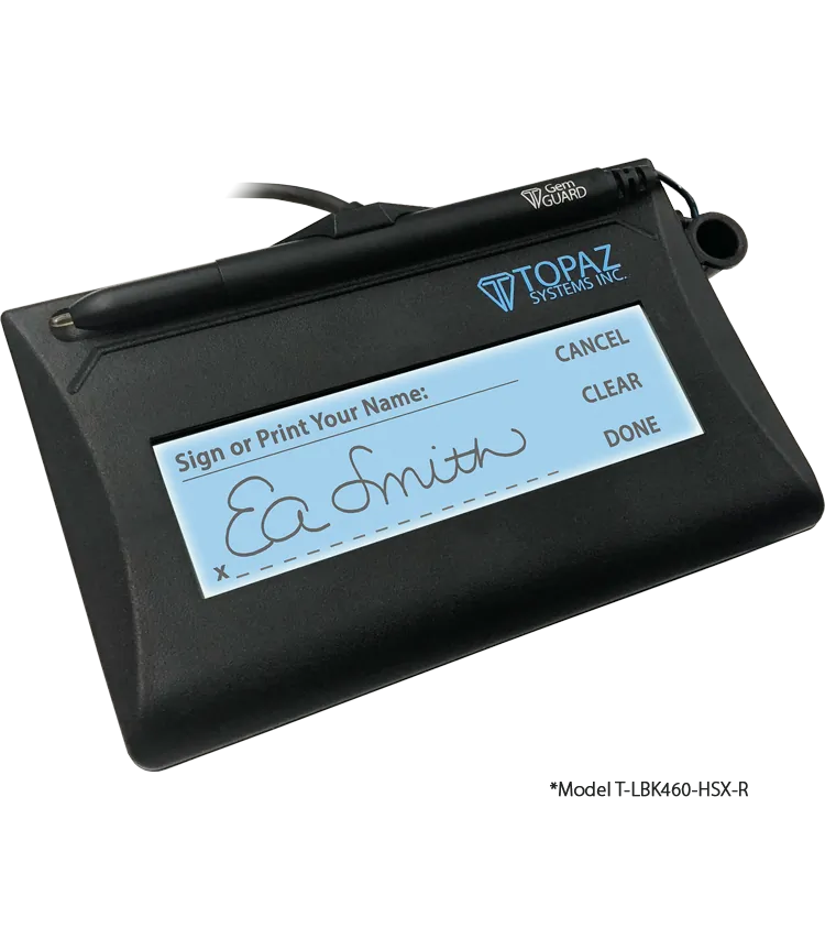 TOPAZ SYSTEMS T-LBK460SE-HSB-R — TOPAZ, SIGLITE, LCD 1X5 SIGNATURE PAD, BACKLIT, SE, HID, USB