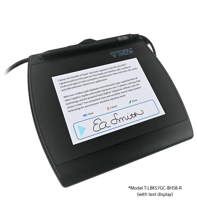 TOPAZ SYSTEMS T-LBK57GC-BHSB-R — TOPAZ SYSTEMS TOPAZ SIGGEMCOLOR T-LBK57GC-BHSB ELECTRONIC SIGNATURE PAD - BACKLI