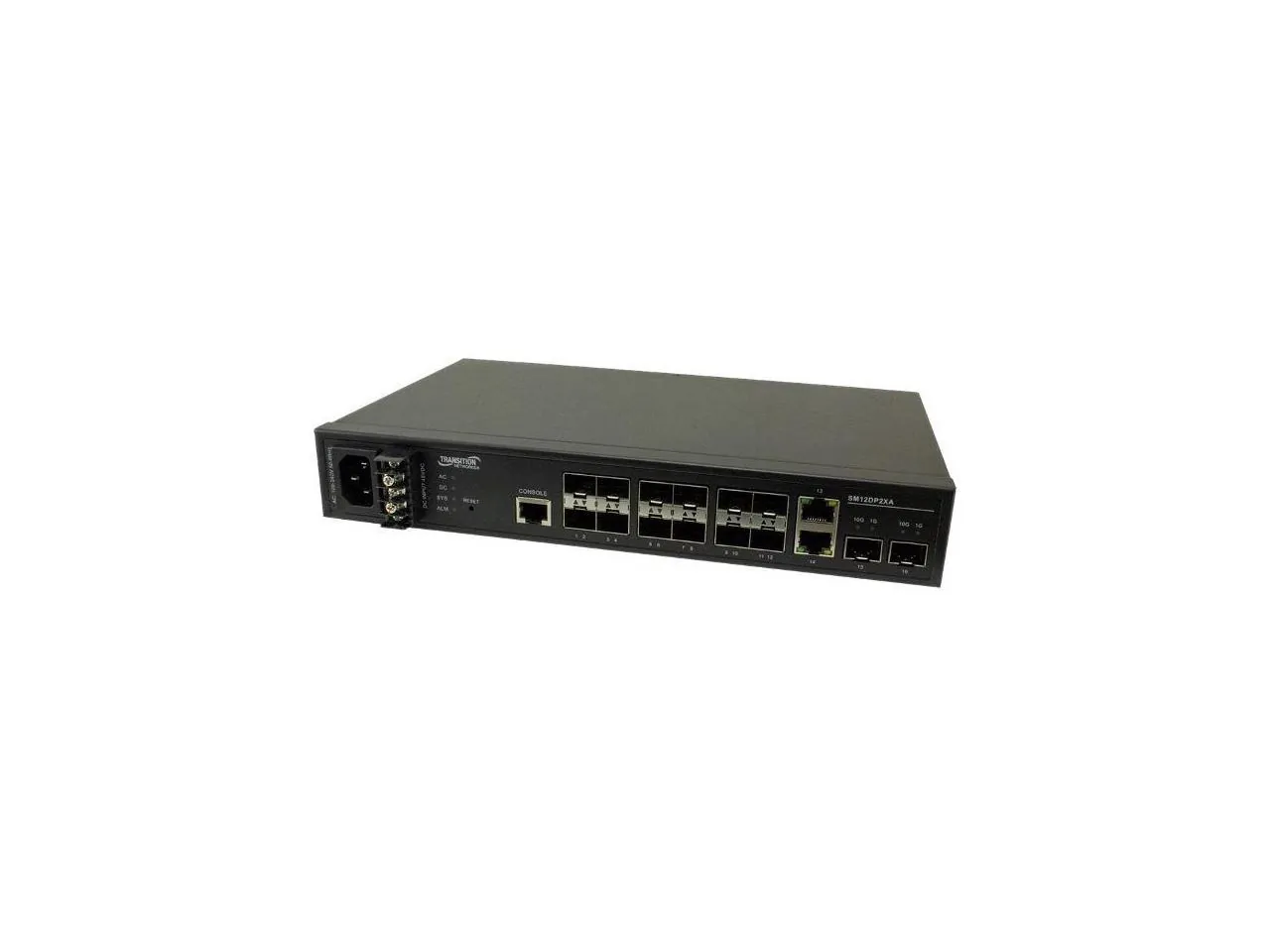 Lantronix SM12DP2XA-NA — MANAGED FIBER SWITCH, 12-PORT 100/1000 SFP, 2-PORT 1G/10G SFP+ AND 2 10/100/1000