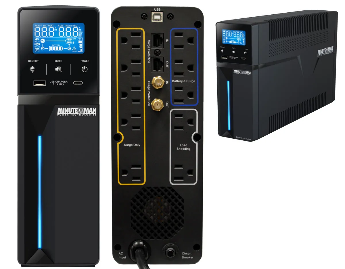 MINUTEMAN ETR1500LGU - 1500VA Line Interactive UPS with Surge and Battery Backup