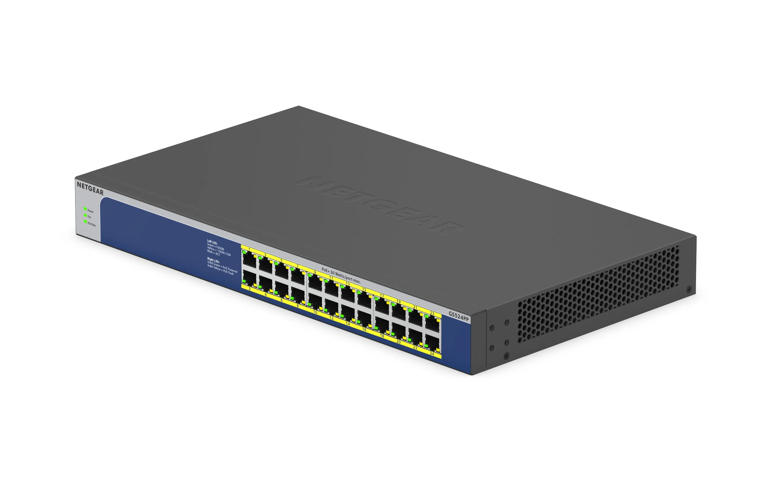 NETGEAR GS524PP-100NAS — NETGEAR 24-PORT HIGH-POWER POE+ GIGABIT ETHERNET ULTRA60 POE++ UNMANAGED SWITCH