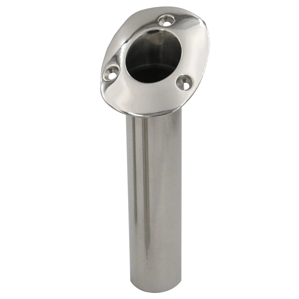 C.E. Smith 536720 — C.E. Smith 70 Series Standard Flush Mount Rod Holder - 30 Degree - Stainless Steel - Gimbal Bar Bottom - Black Liner