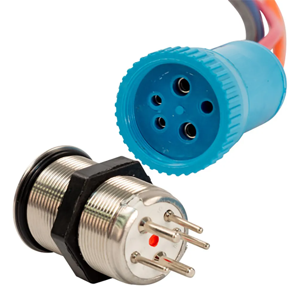 BlueWater 9059-1113-1 — 22mm Waterproof Blue/Red LED Push Button Switch - 1' Lead
