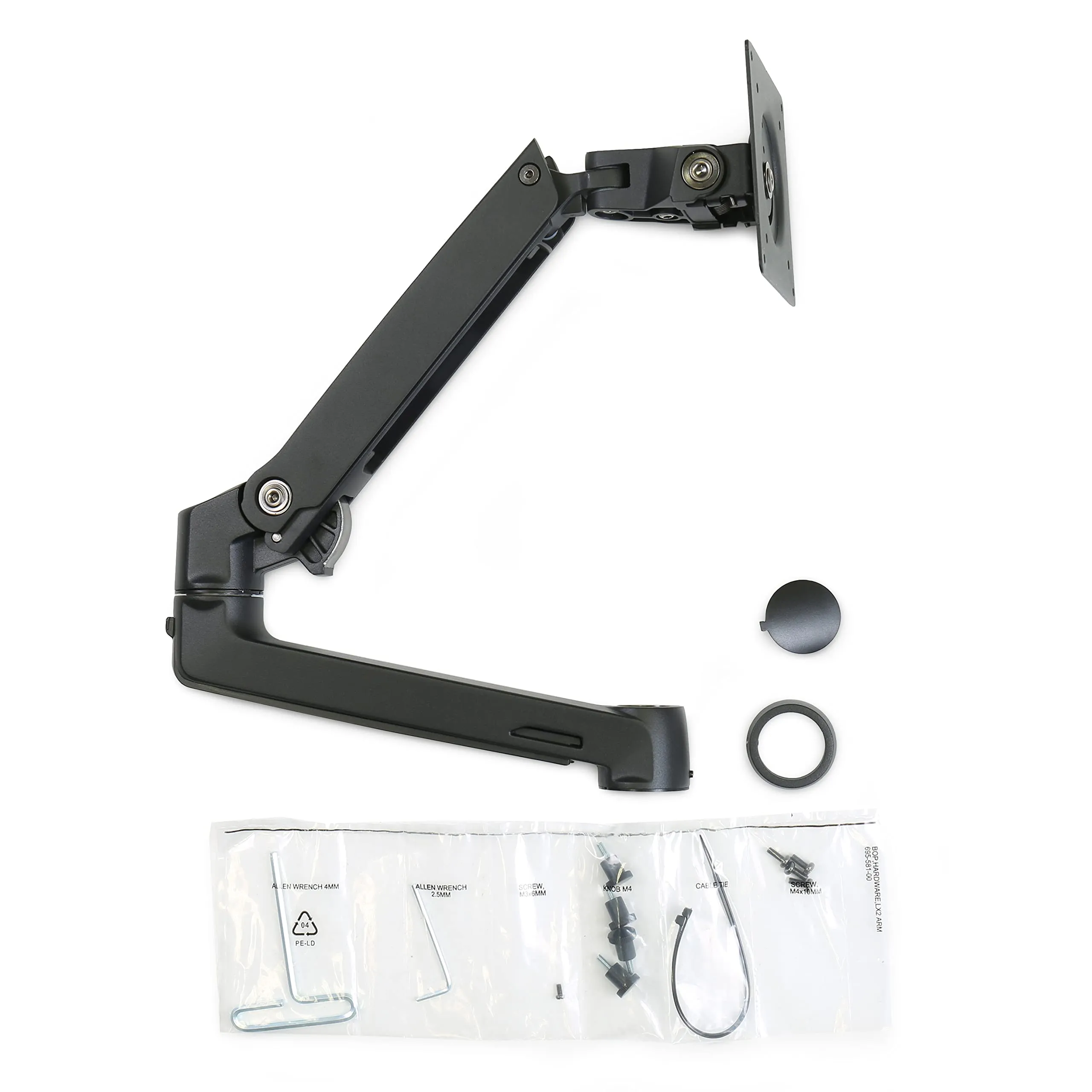 ERGOTRON 98-130-224 — LX ARM, EXTENSION AND COLLAR KIT (MATTE BLACK) - MOUNTING STANDARD: VESA FDMI MI