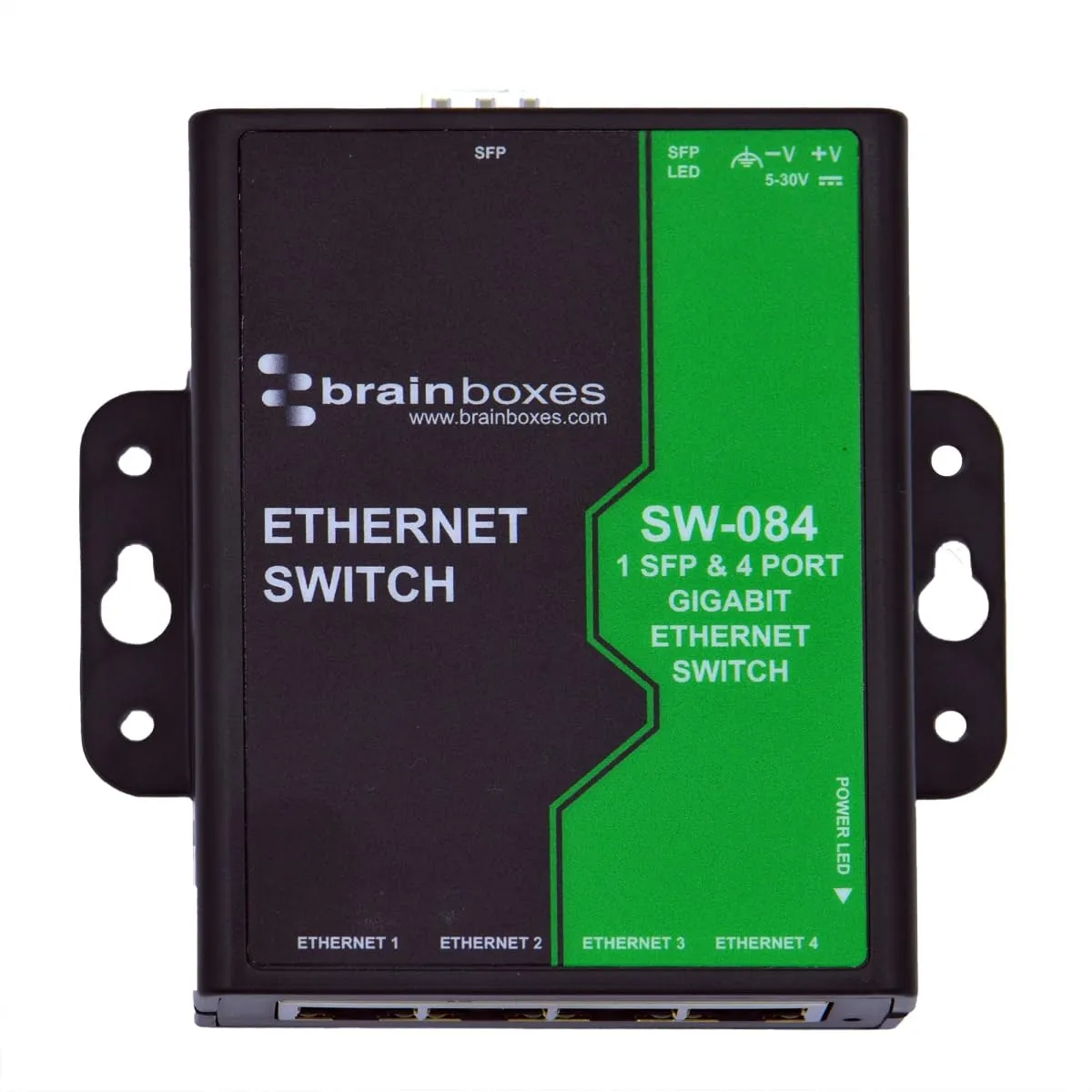 BRAINBOXES SW-084 - Gigabit Ethernet Switch with SFP and 4 Ports