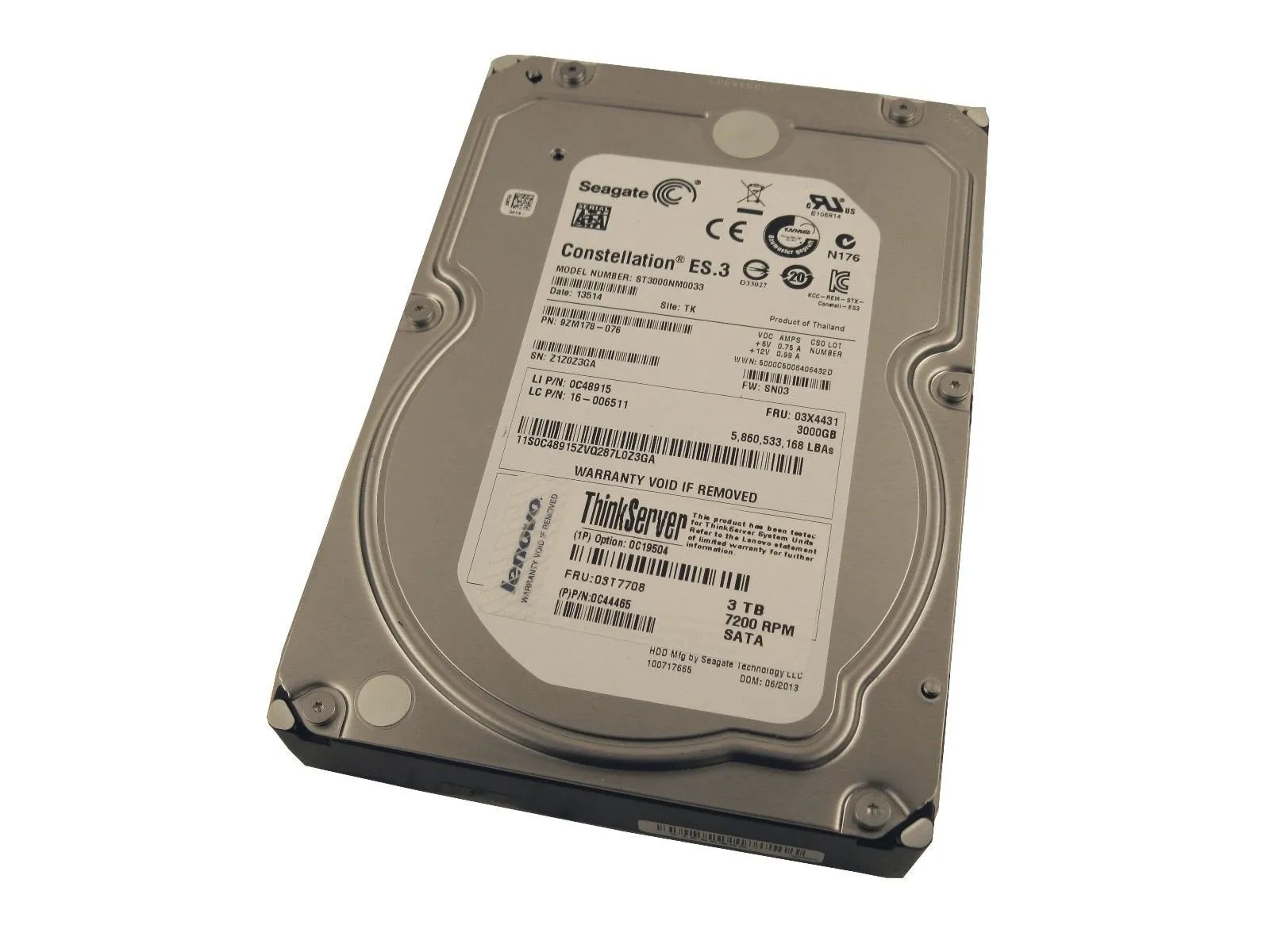SEAGATE ST3000NM0033 — Seagate Constellation ES3 3TB SATA 7200RPM HDD