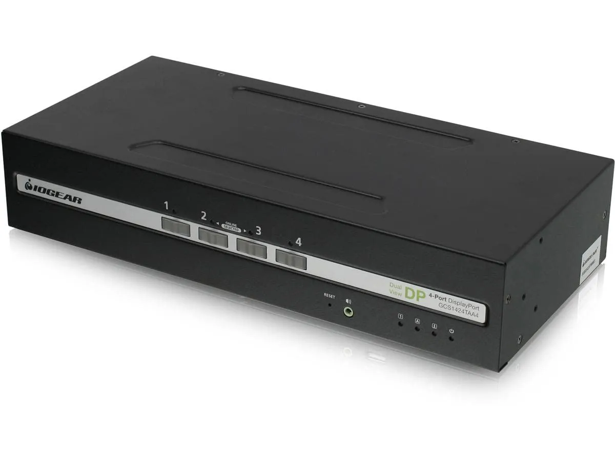 IOGear GCS1424TAA4 — Dual View DisplayPort KVM Switch with Audio - 4 Ports