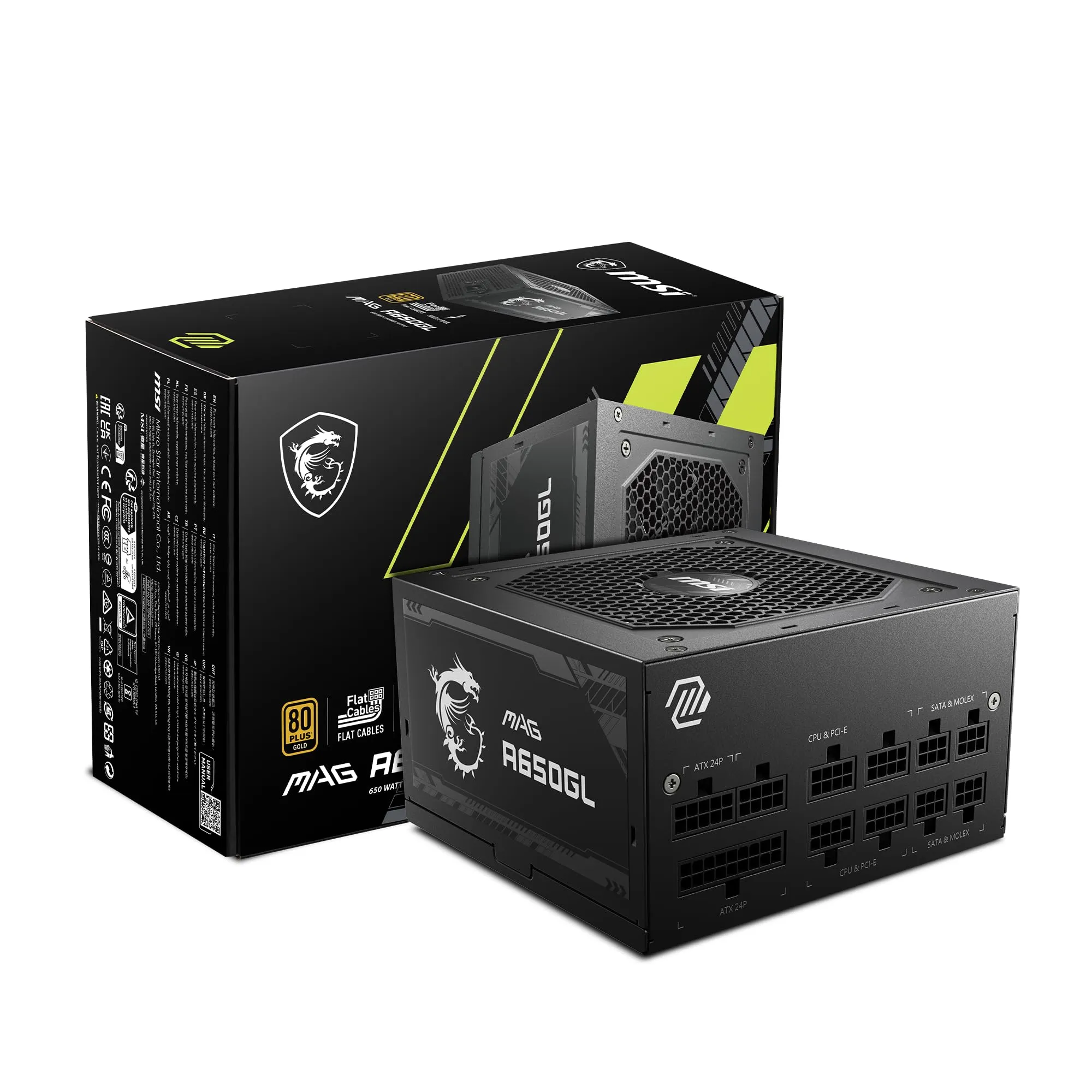 MSI MAGA650GL — MSI MAG A650GL 650W Fully-Modular Power Supply - 80 Plus Gold