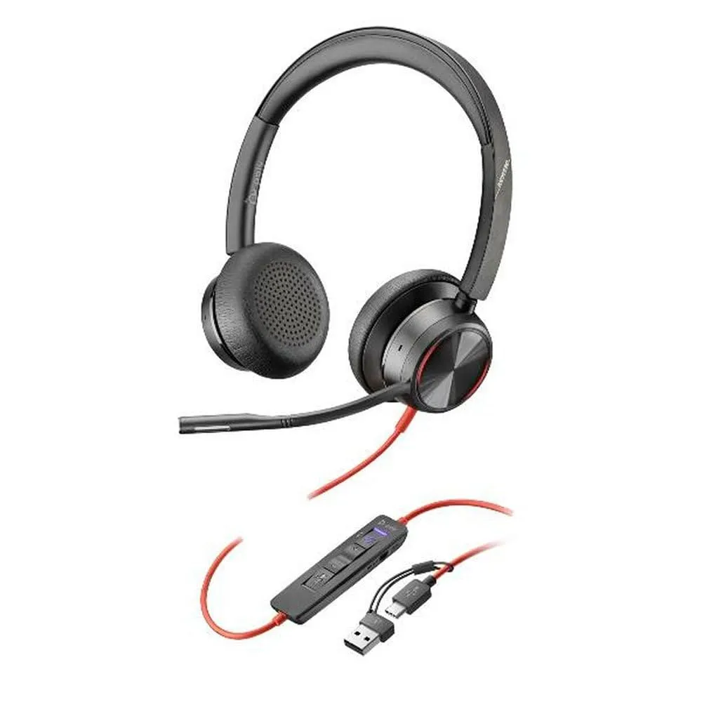 HP 8X225AA — POLY BLACKWIRE 8225 STEREO MICROSOFT TEAMS CERTIFIED USB-C HEADSET +USB-C/A ADAP