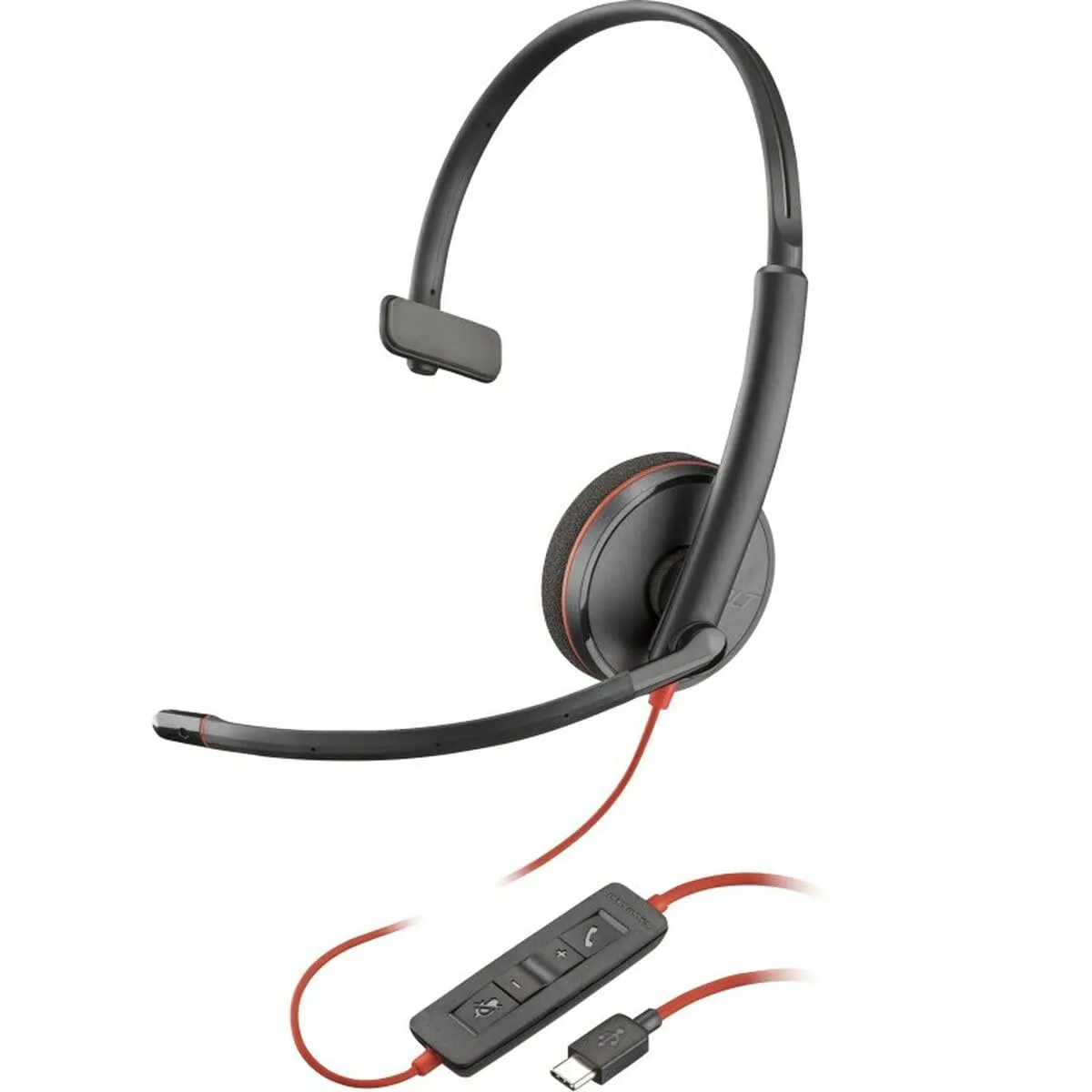 HP 8X214A6 — POLY BLACKWIRE 3210 MONAURAL USB-C HEADSET +USB-C/A ADAPTER (BULK)