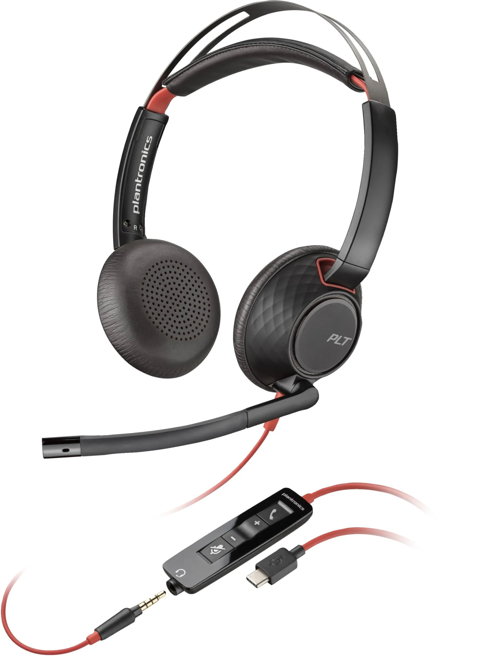 HP 8X231A6 — POLY BLACKWIRE 5220 STEREO USB-C HEADSET +3.5MM PLUG +USB-C/A ADAPTER (BULK)
