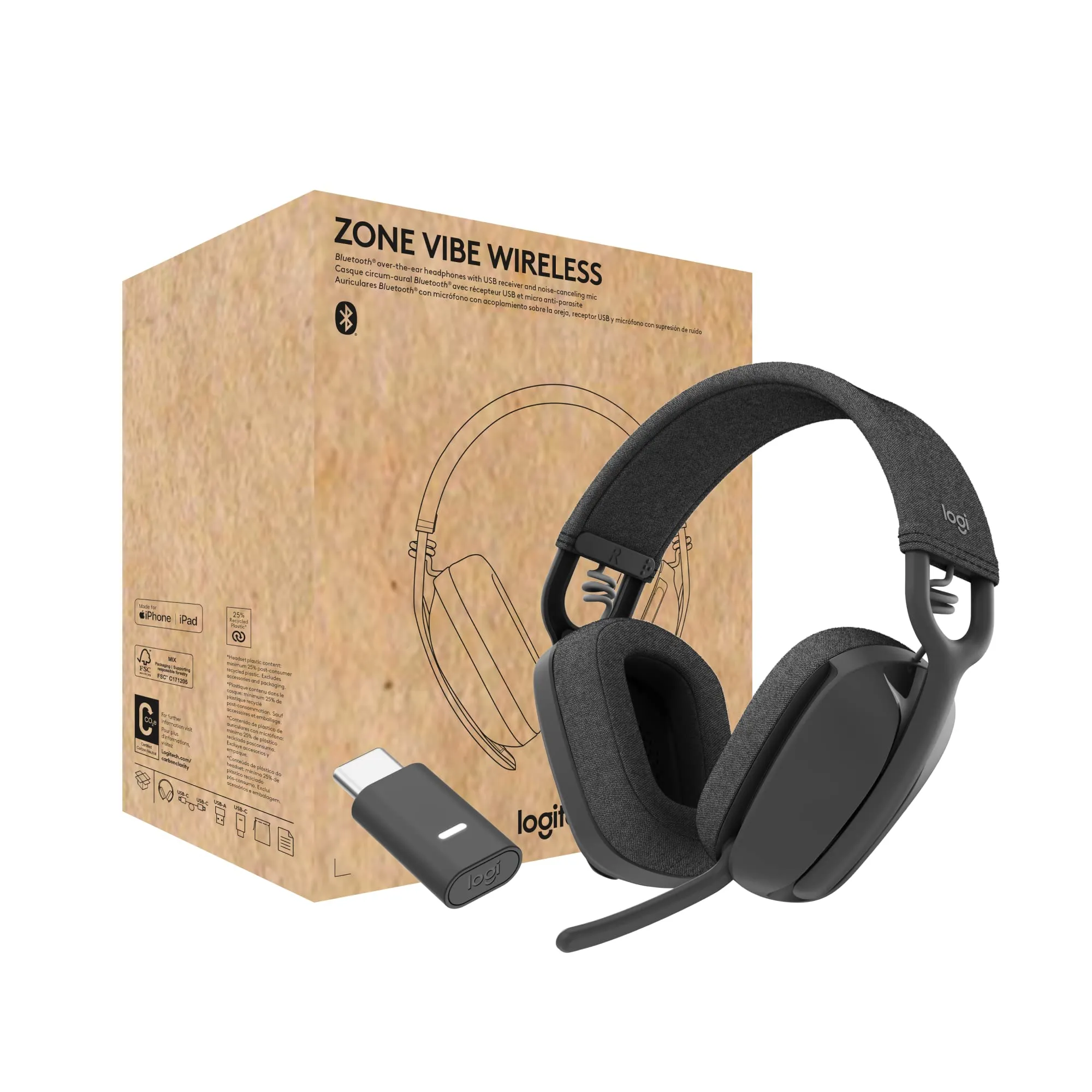 Logitech 981-001198 — LOGITECH ZONE VIBE WIRELESS - GRAPHITE - UC VERSION - GOOGLE MEET AND ZOOM CERTI