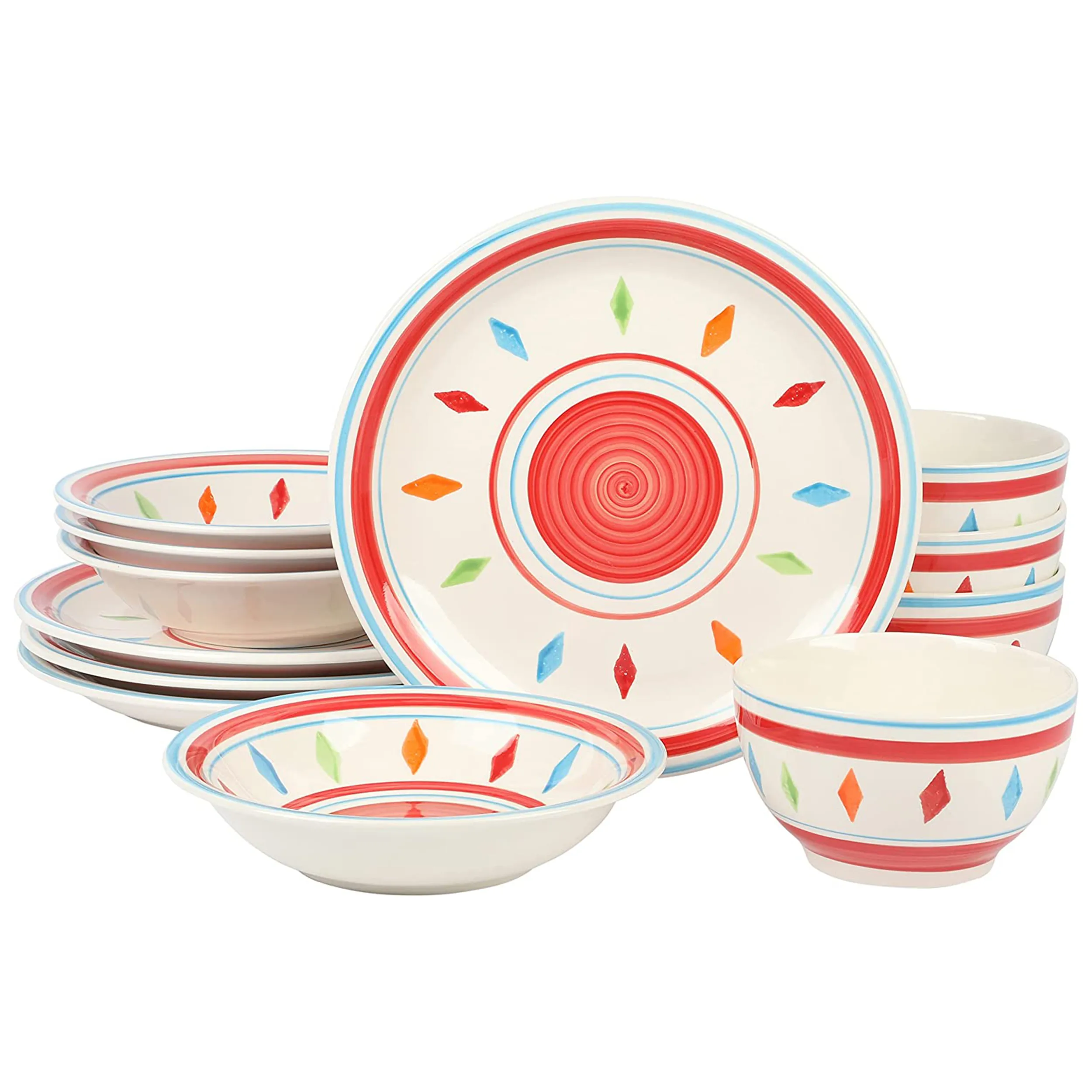 Gibson 134038.12 — Gibson Home Heidy 12 Piece Colorful Dinnerware Set