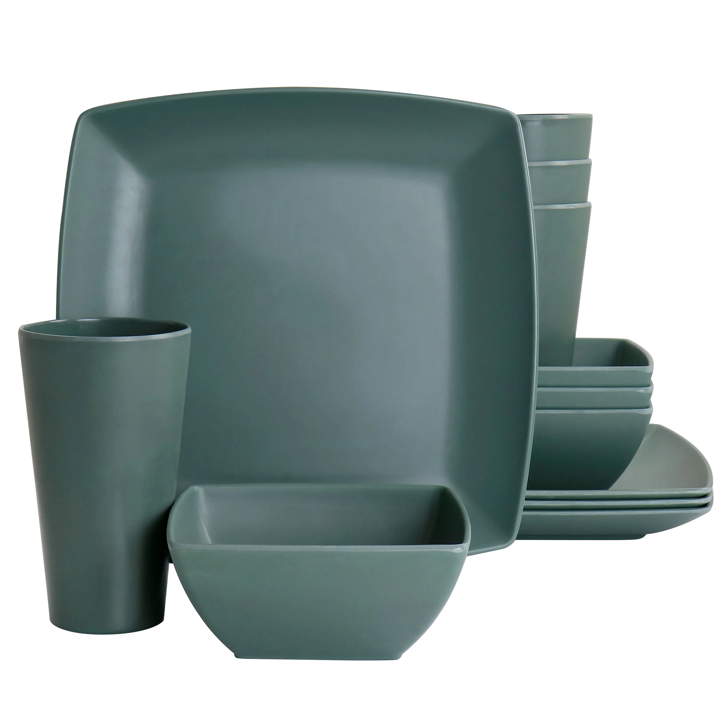 Gibson 134047.12 — Gibson Home Grayson Melamine 12-Piece Dinnerware Set - Green