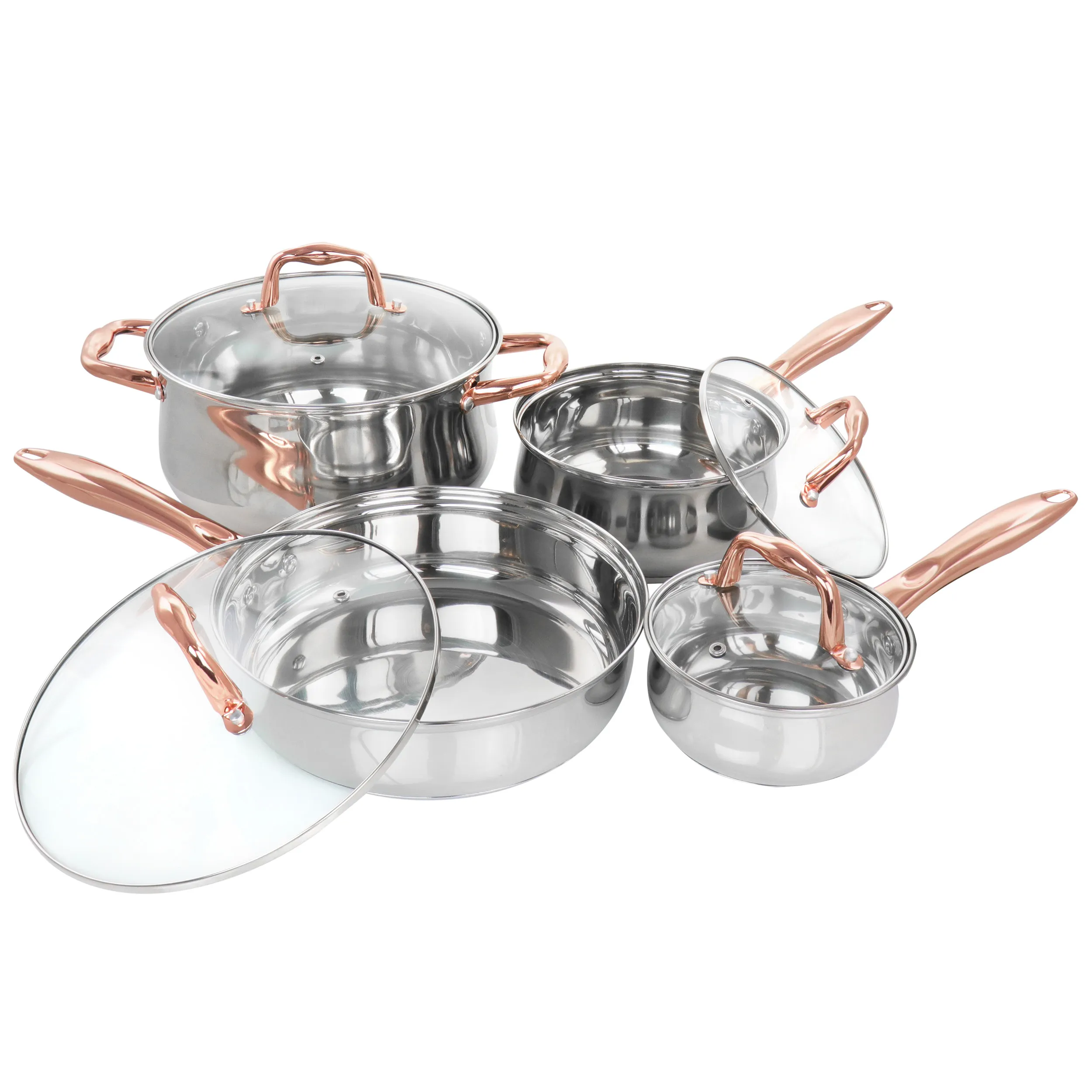 Gibson 128618.08 — Gibson Home Bransonville 8 Piece Cookware Set - Chrome/Bronze