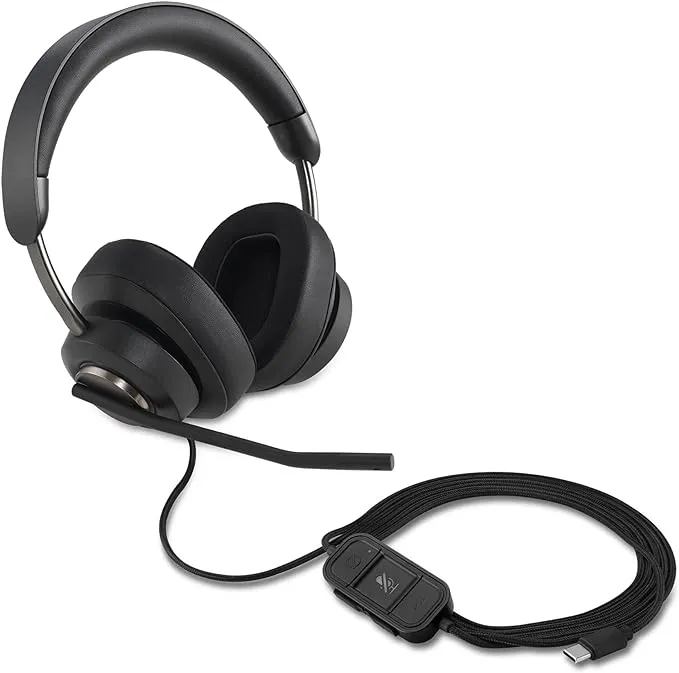KENSINGTON K83451WW — H2000 USB-C Over-Ear Headset - Stereo - USB Type C - Wired - Over-the-ear - Binaural - Circumaural - 6 ft Cable - Noise Cancelling Microphone - Noise Canceling - Black