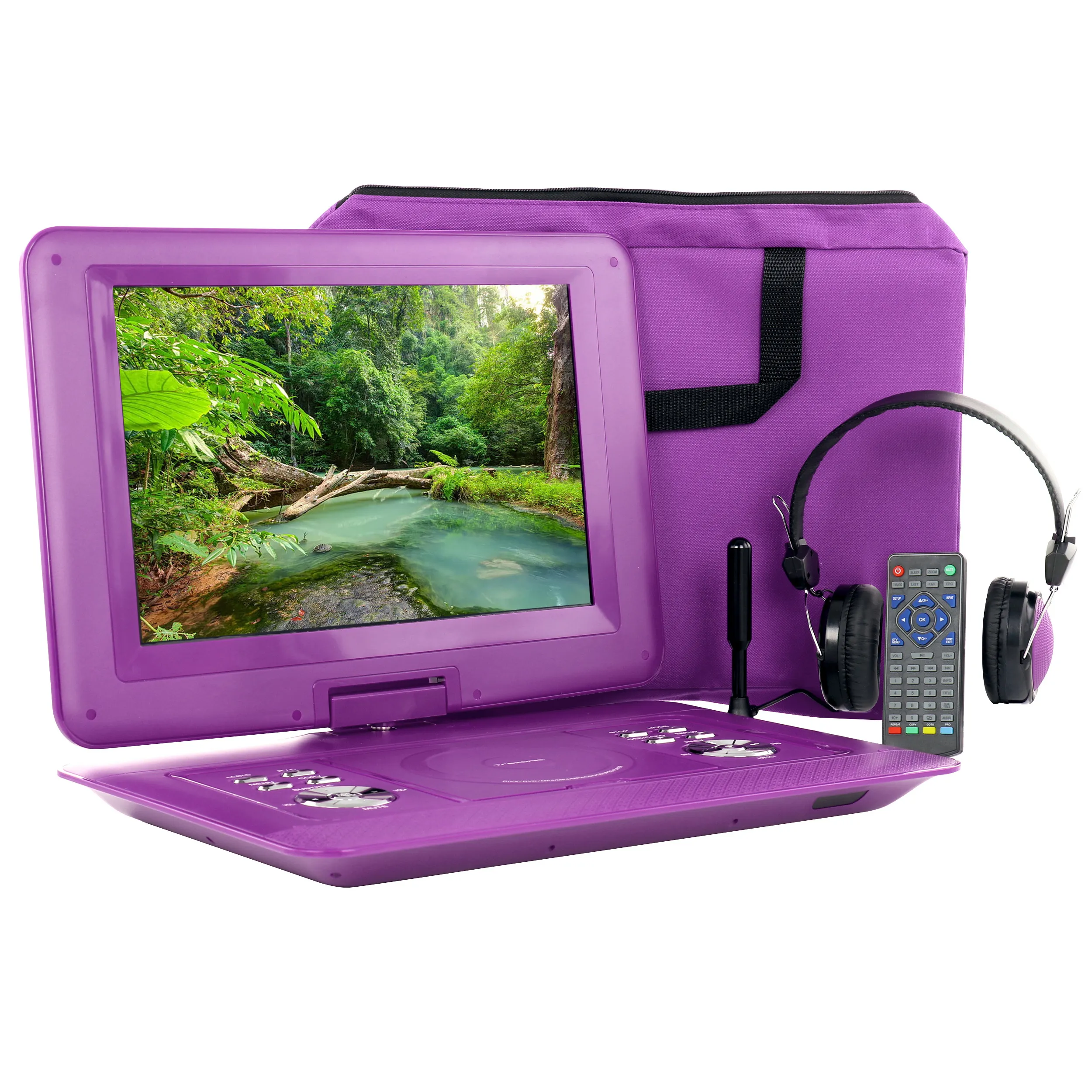 Trexonic TR-D141PUR_RB - Trexonic 14.1 Inch Portable TV+DVD Player with Swivel TFT-LC