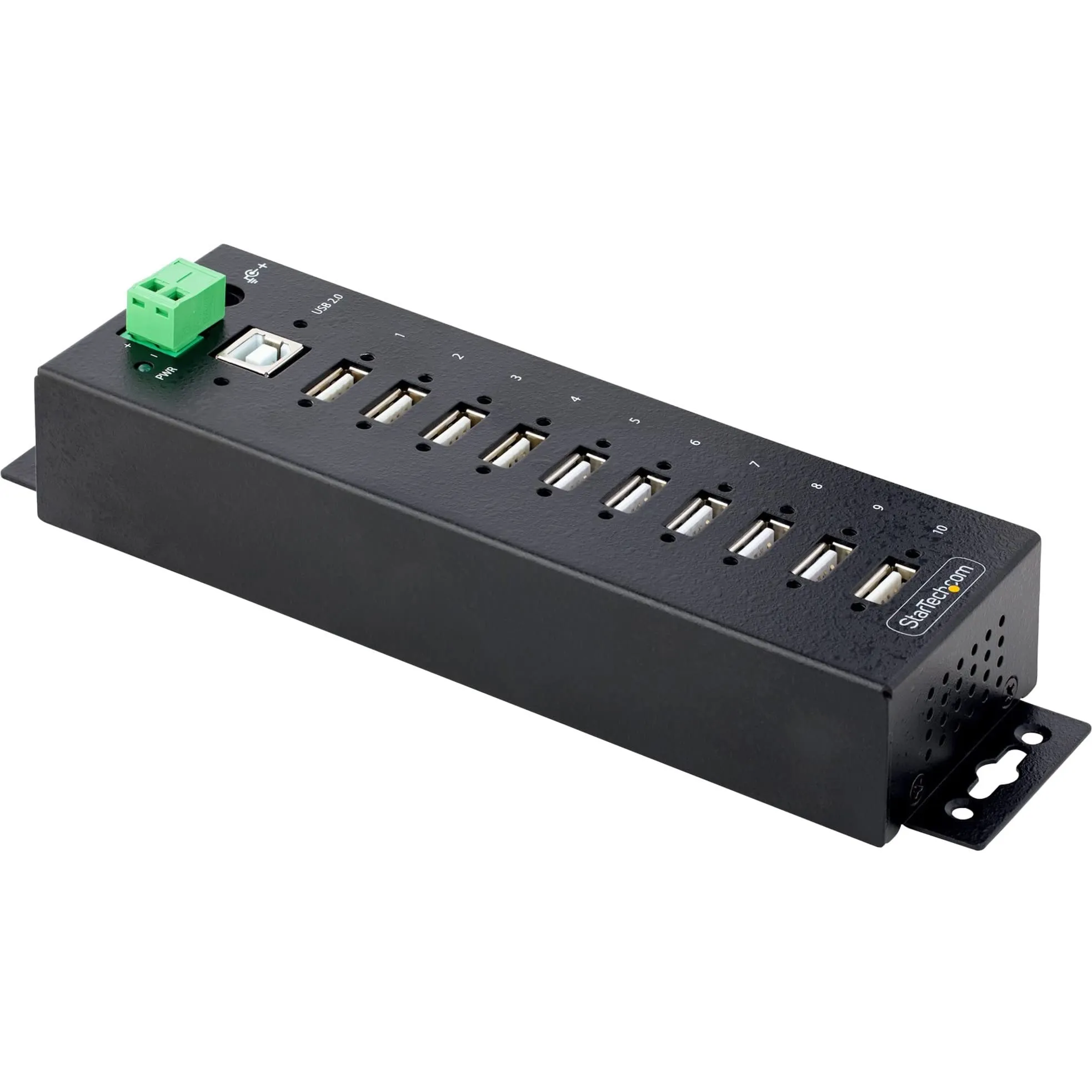 STARTECH USB210AIND-USB-A-HUB — 10-PORT INDUSTRIAL USB 2.0 HUB IS BUILT WITH A COLD-ROLLED STEEL HOUSING FOR TEM