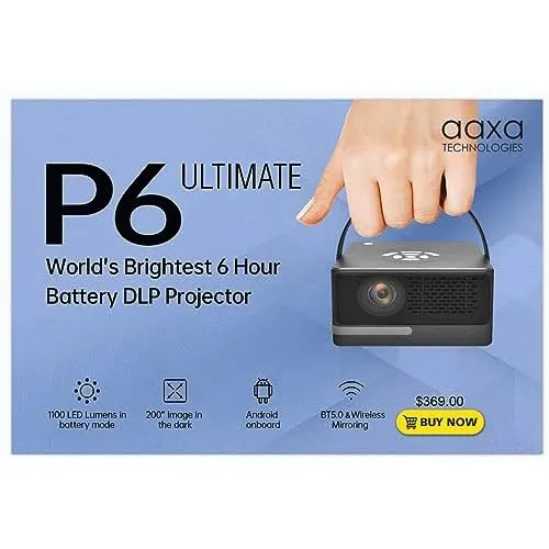 AAXA TECHNOLOGIES HP-P6U-01 - P6 Ultimate Smart DLP Mini Projector with WiFi & Bluetooth