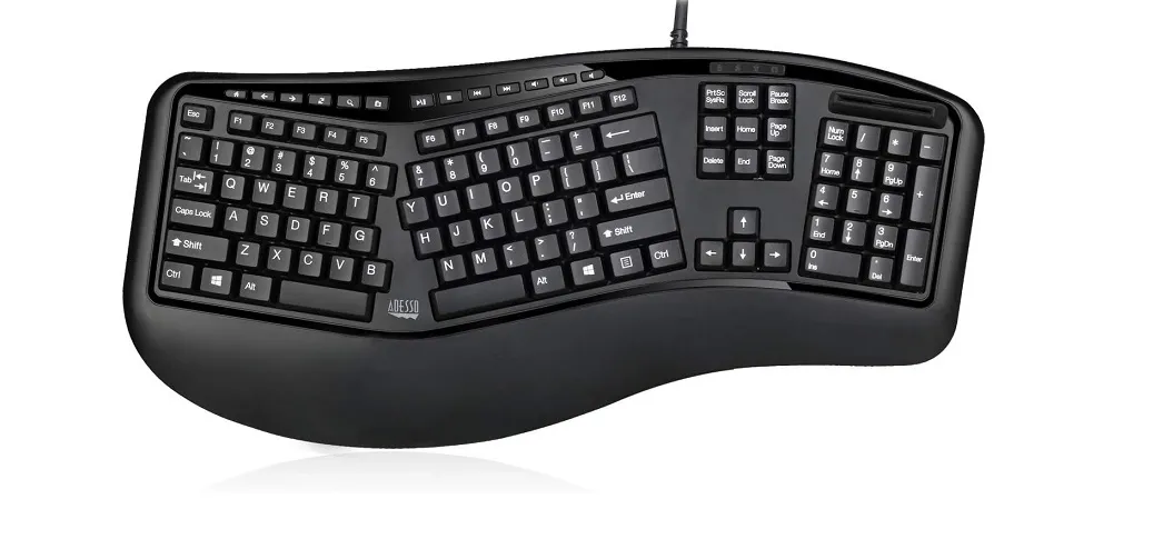 Adesso AKB-150SB-TAA — DESKTOP ERGONOMIC SMART CARD READER KEYBOARD (TAA COMPLIANT) - DESIGNED TO KEEP