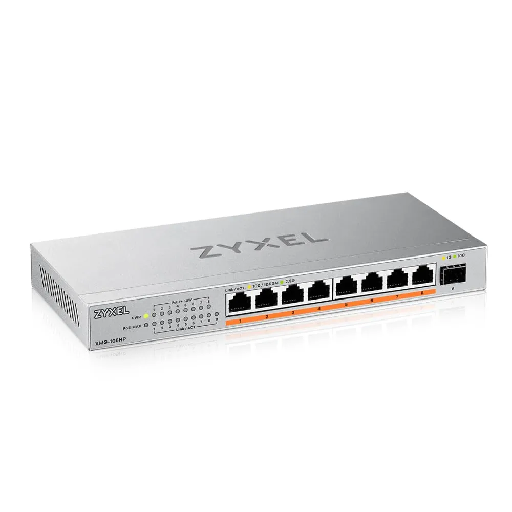 ZYXEL XMG108HP — XMG108HP, US, 8-PORT 2.5GBE UNMANAGED POE++ SWITCH WITH 1 PORT 10G SFP+
