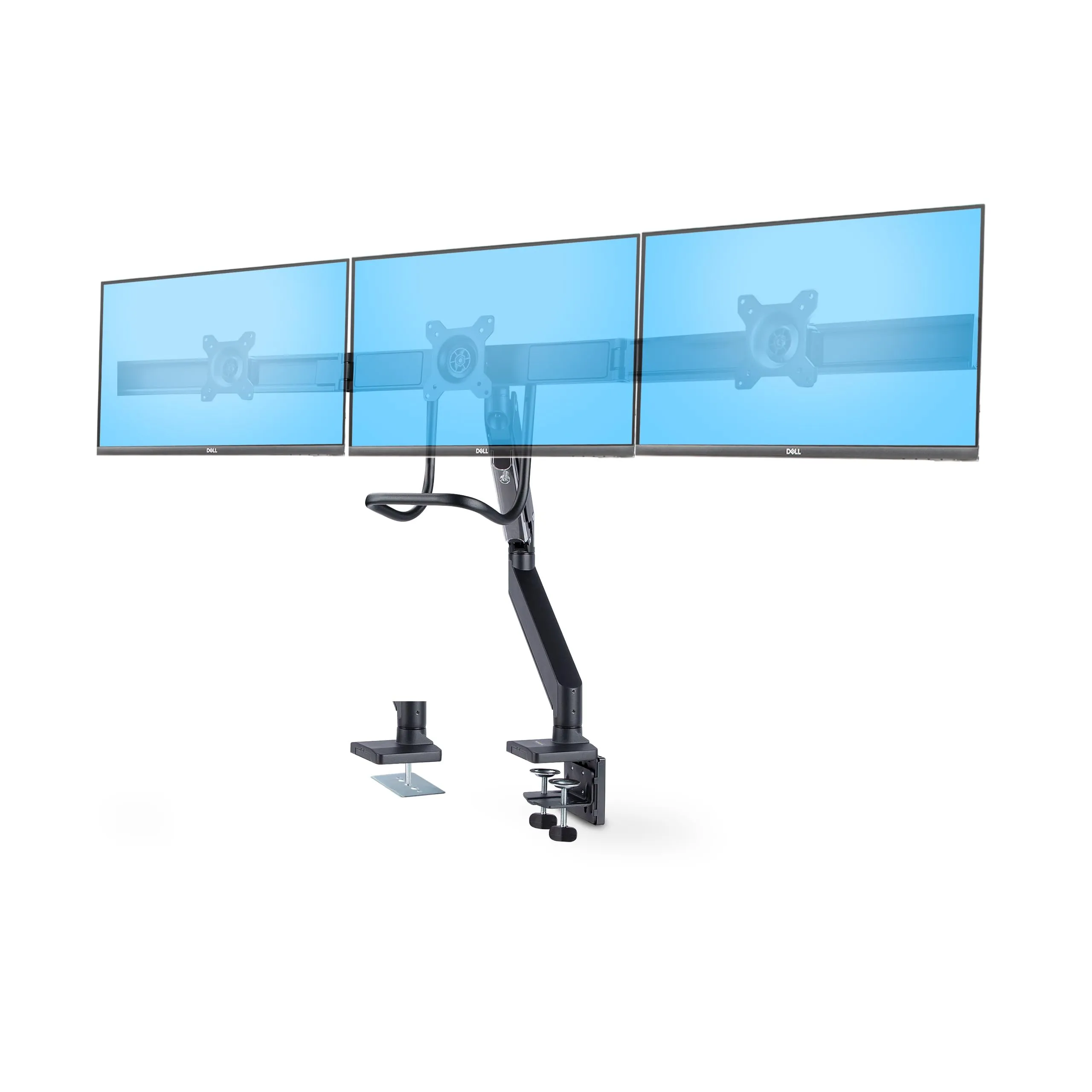 STARTECH 3M1A3SG-MONITOR-ARM — CROSSBAR TRIPLE MONITOR DESK MOUNT FOR UP TO THREE 27IN SCREENS, VESA 75X75/100X
