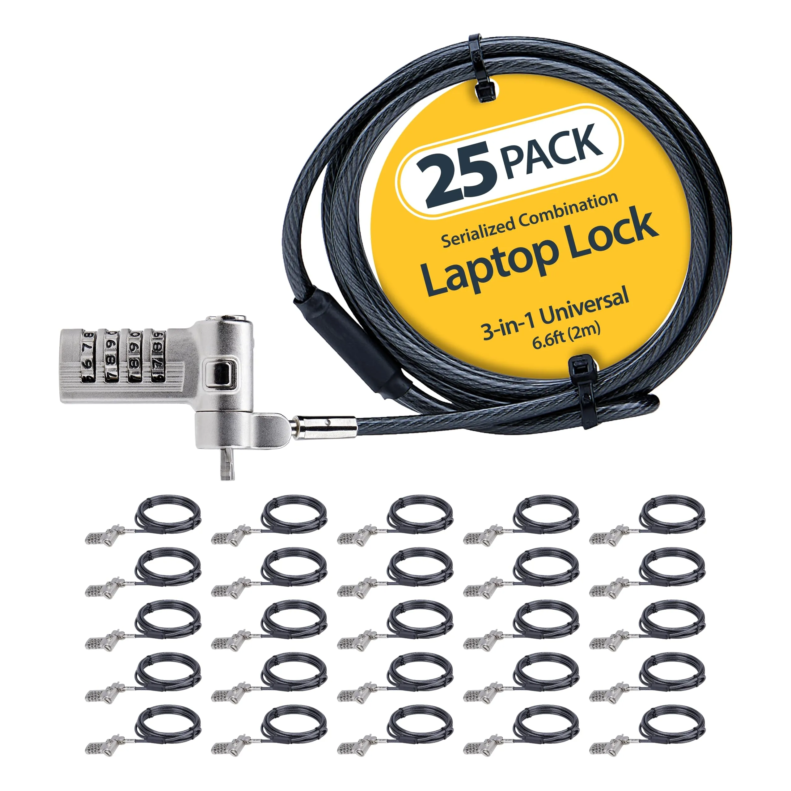 STARTECH UNIVCS25-LAPTOP-LOCK — 25-PACK UNIVERSAL LAPTOP LOCK 6.6FT (2M), SERIALIZED SECURITY CABLE FOR NOTEBOOK