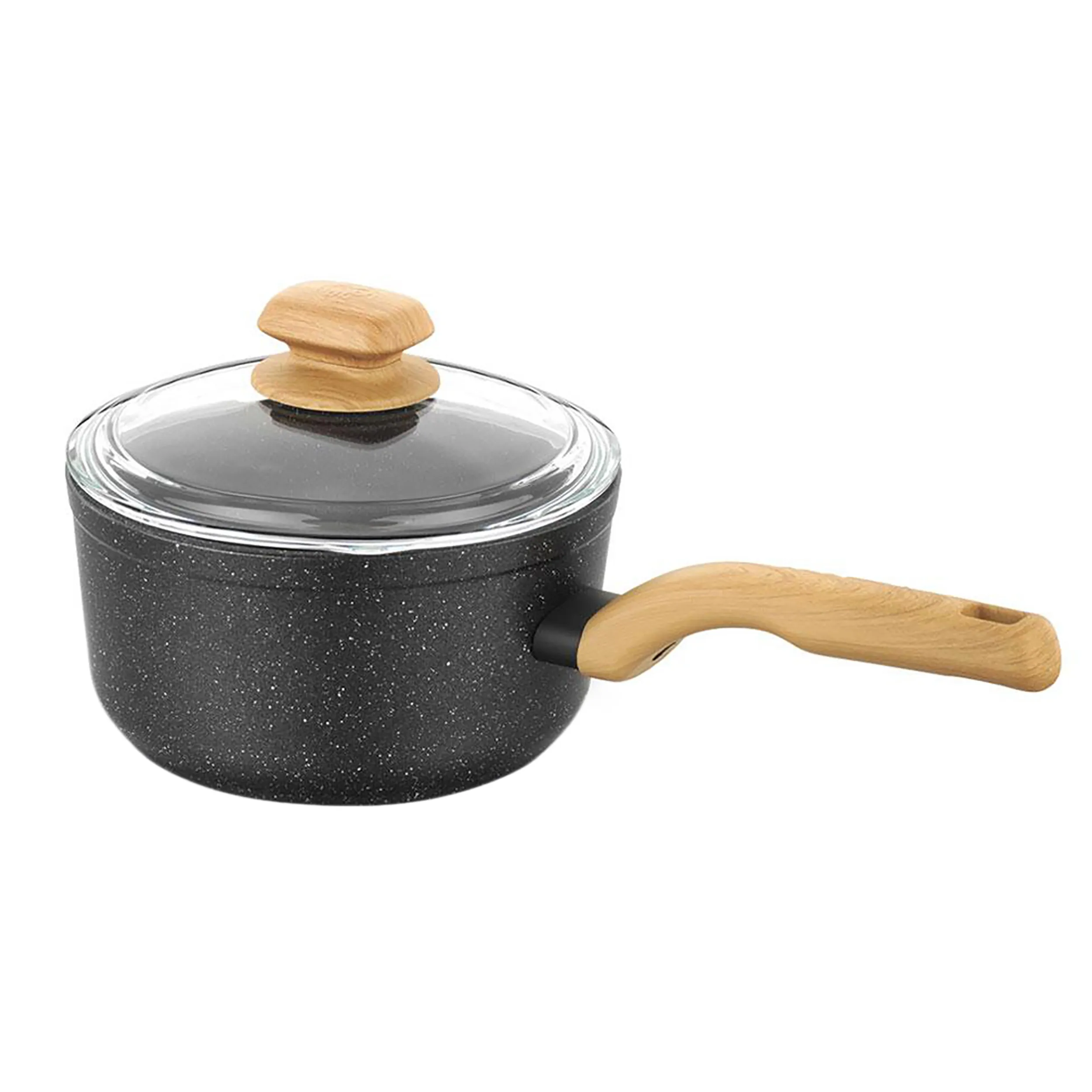 Korkmaz A1240 — Korkmaz Montana 2 Piece 2 Liter Aluminum Nonstick Saucepan with Lid and Faux Wood Handles