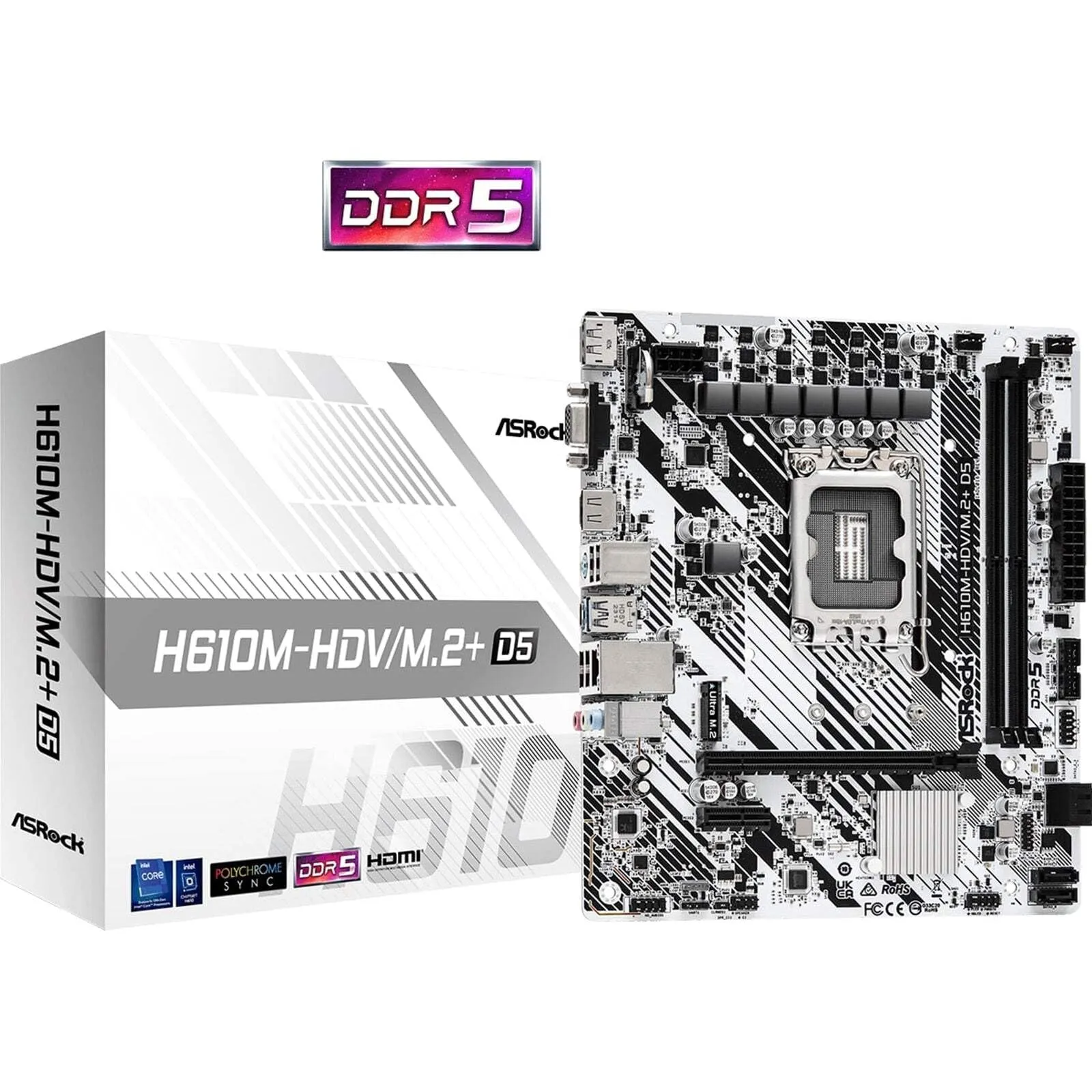 ASRock H610M-HDV/M.2+ D5 - ASRock H610M-HDV M.2+ D5 Micro ATX Motherboard