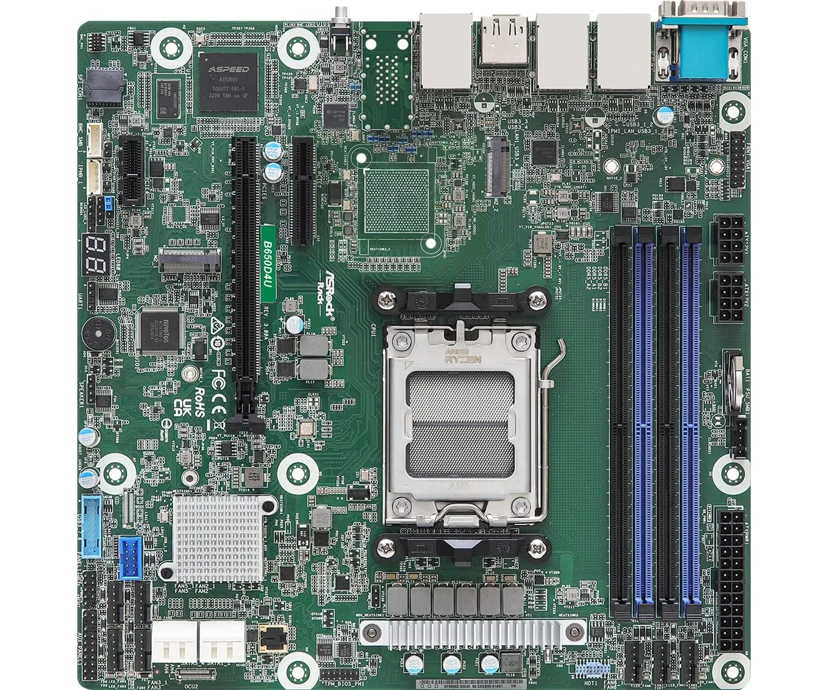 ASRock B650D4U — ASROCK RACK B650D4U MICRO-ATX SERVER MOTHERBOARD SINGLE SOCKET AMD RYZEN 7000 SE