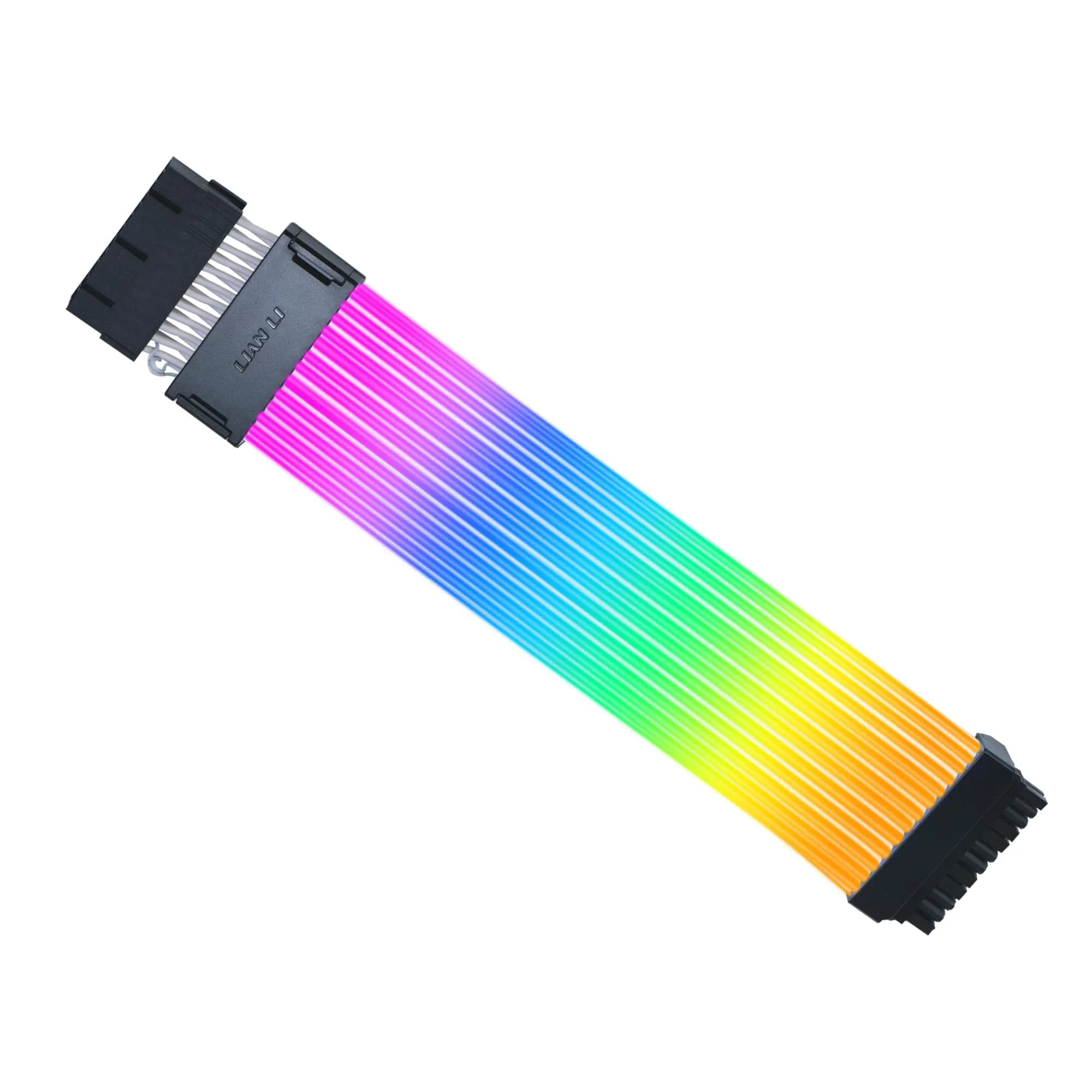LIANLI PW24-PV3-T — Lian Li Strimer Wireless 24 Pin - Connector Included - Addressable RGB Power Extension Cable - Strimer L-Connect 3.0 Wireless Control - LED Strip for Motherboard PC Cables - Black (PW24-1W-T)