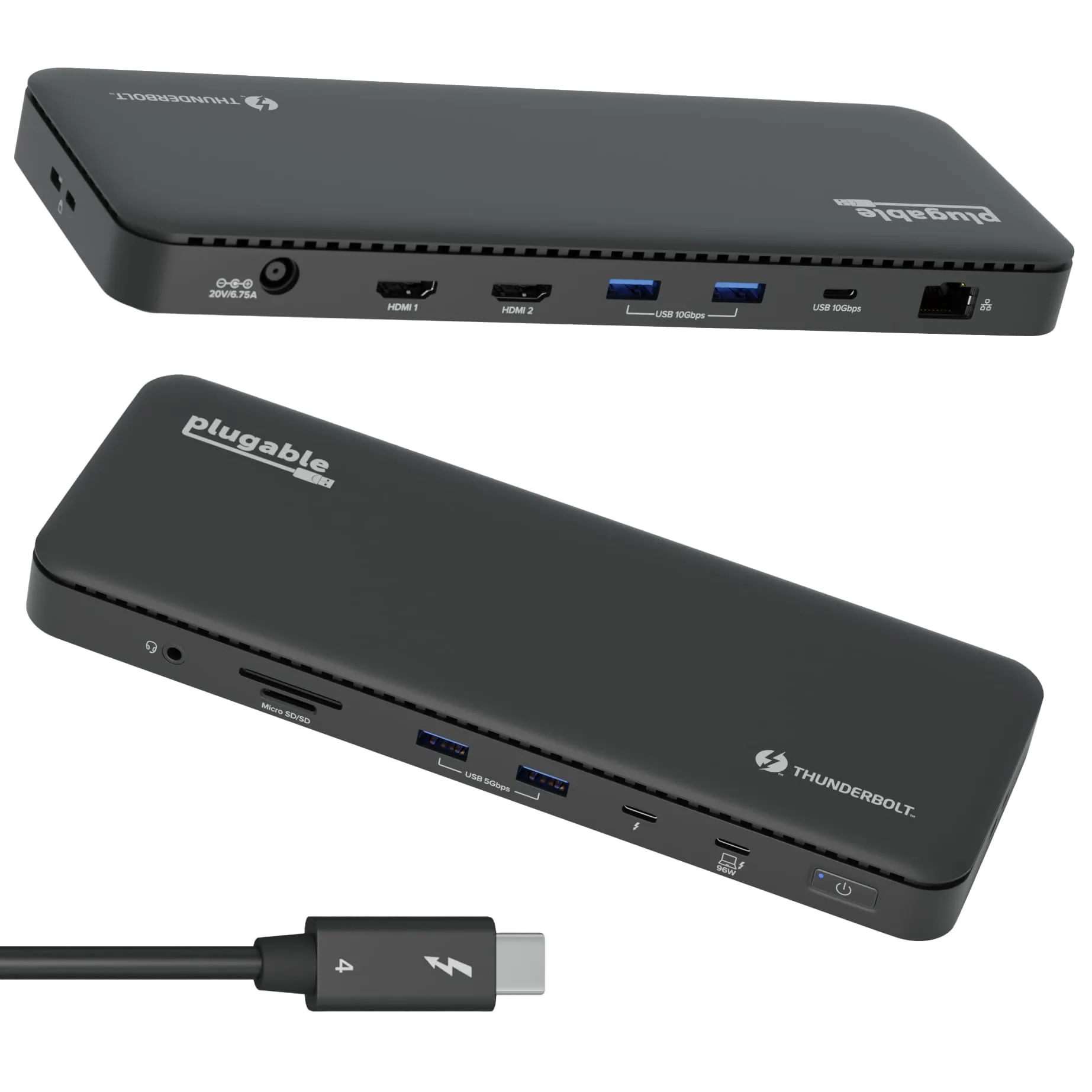 Plugable Technologies TBT4-UD5 — PLUGABLE THUNDERBOLT 4 DOCK 100W CHARGING, LAPTOP DOCKING STATION DUAL MONITOR S