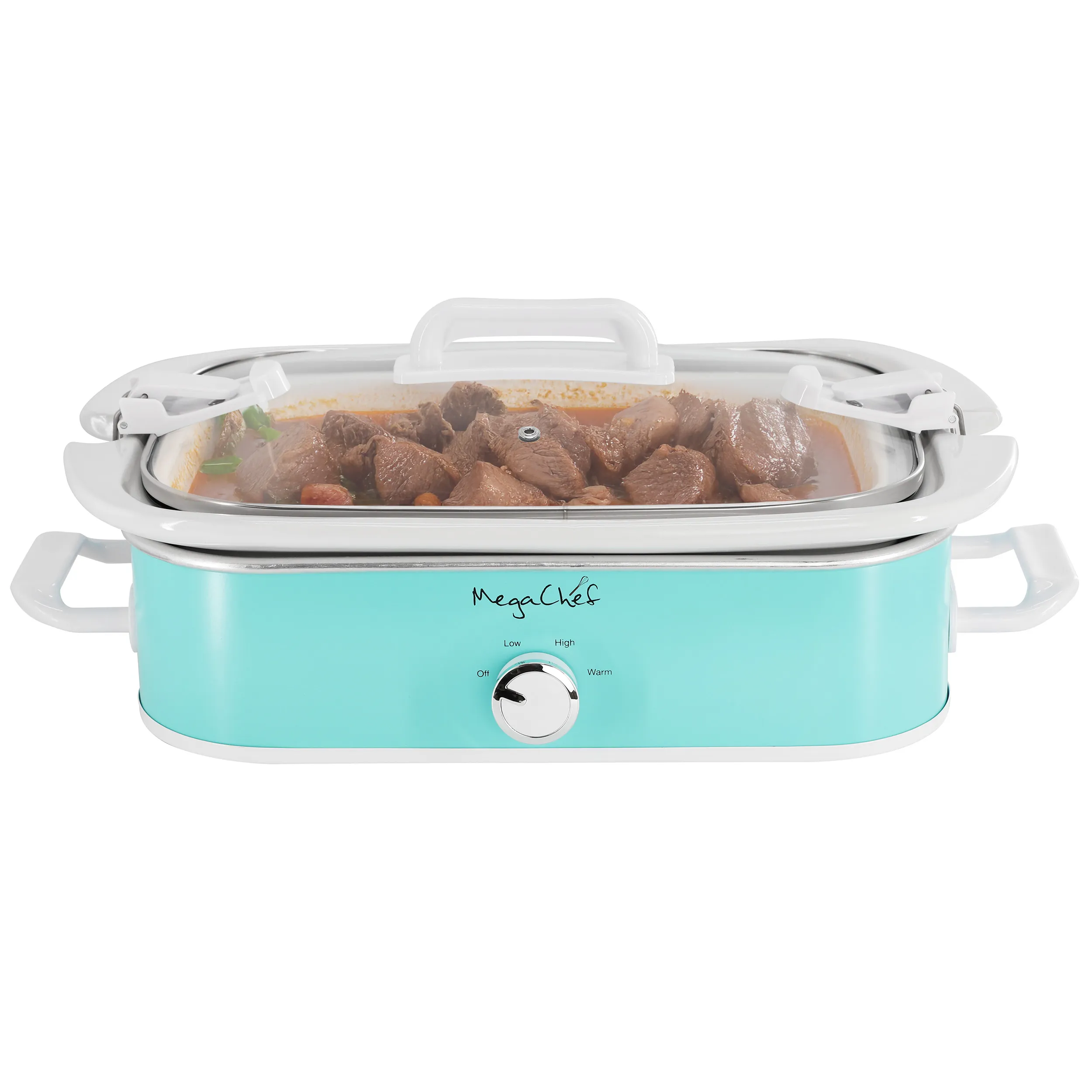 MegaChef MGSL-5000-T — MegaChef 3.5 Quart Casserole Slow Cooker with 3 Temperature Settings in Turquoise