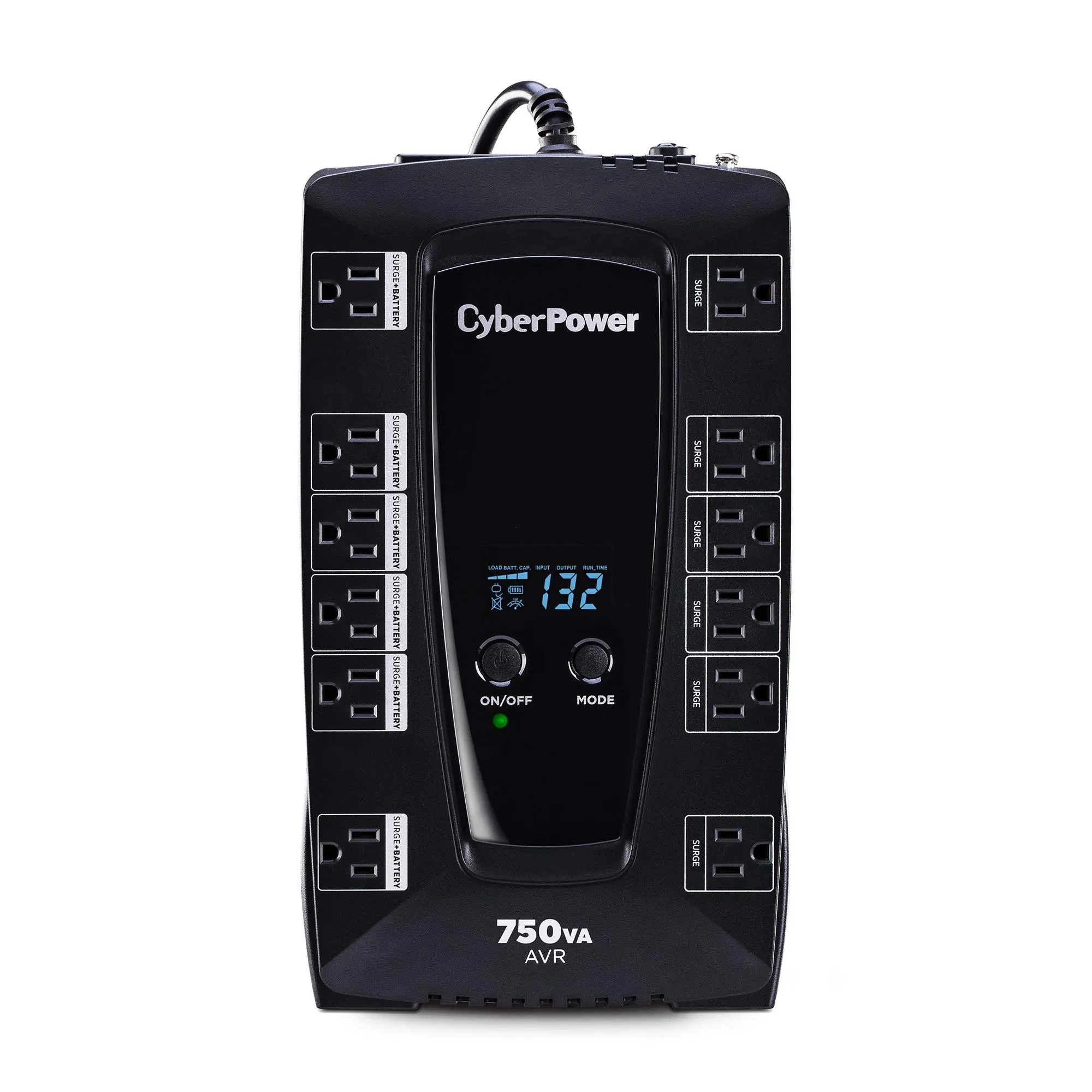 CyberPower AVRG750LCD — 450W DESKTOP LINE INTERACTIVE LCD AVR 5-15P PLUG 12 OUTLET 15 AMP COMPACT 3YR WA