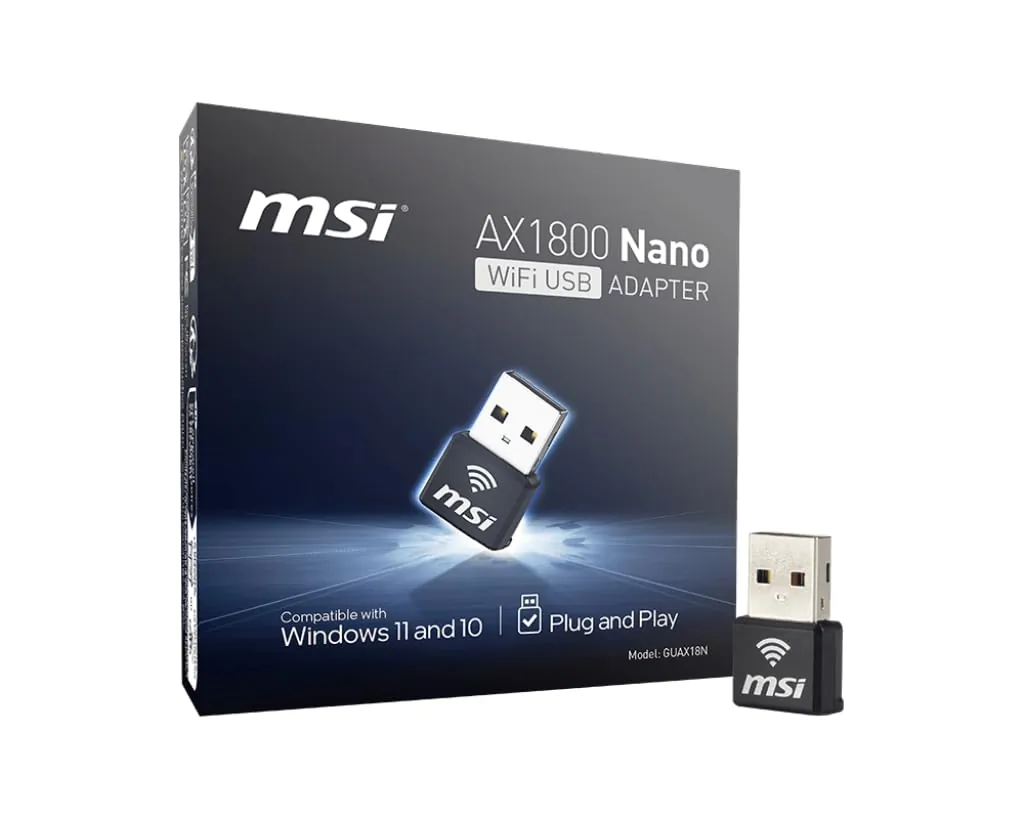 MSI AX1800NANOWIFIUSB — MSI AX1800 Nano WiFi USB Adapter - WiFi 6 Ready