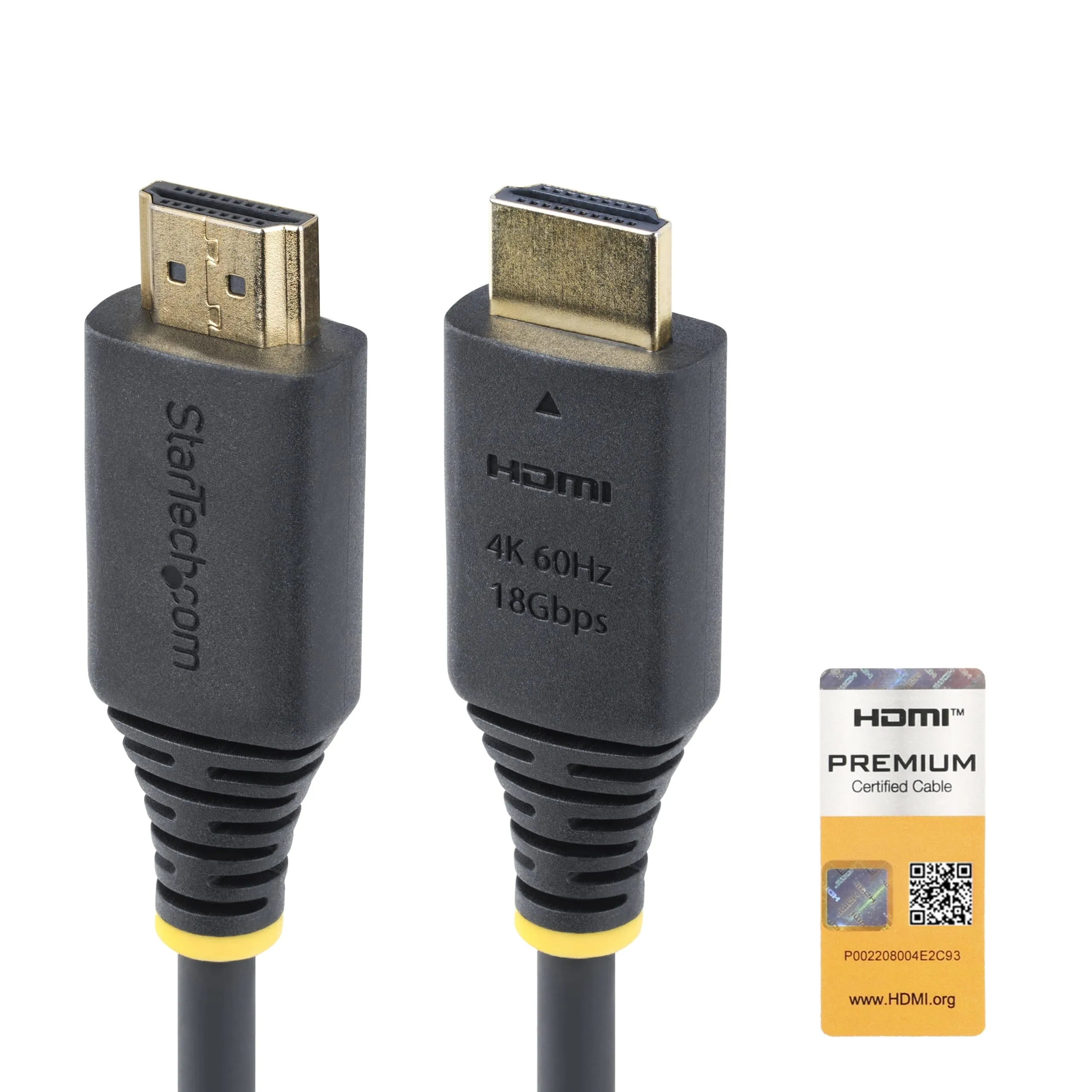 STARTECH HDMI2-CABLE-4K60-15F — 15FT (4.5M) PREMIUM CERTIFIED HIGH SPEED HDMI CABLE, 4K 60HZ/1440P 144HZ, HDR10/