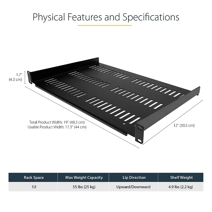STARTECH-SHELF-1U-12-FIXED-V