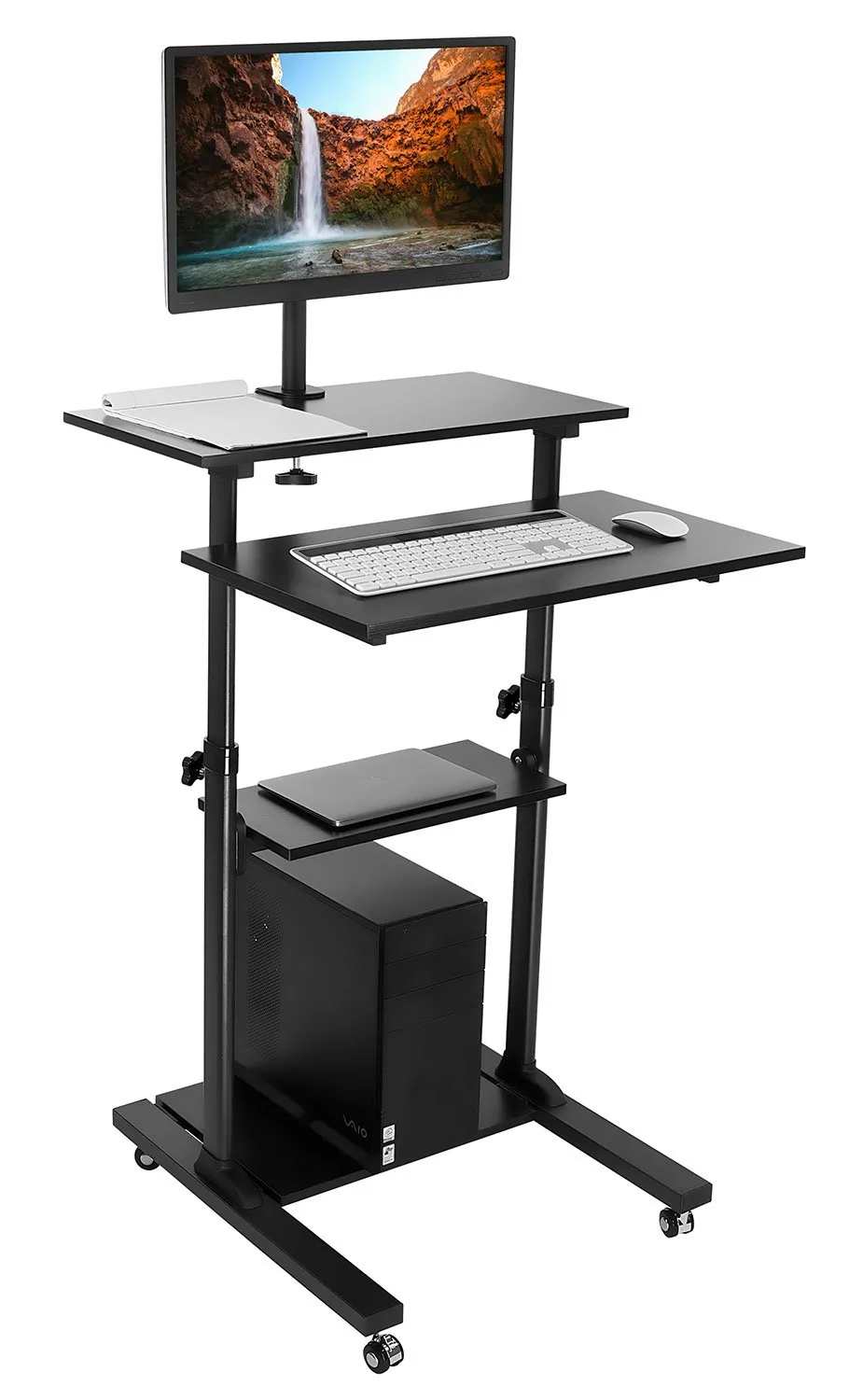 MountIt MI-7942B — Mount-It! Mobile Stand Up Desk - Height Adjustable - Black