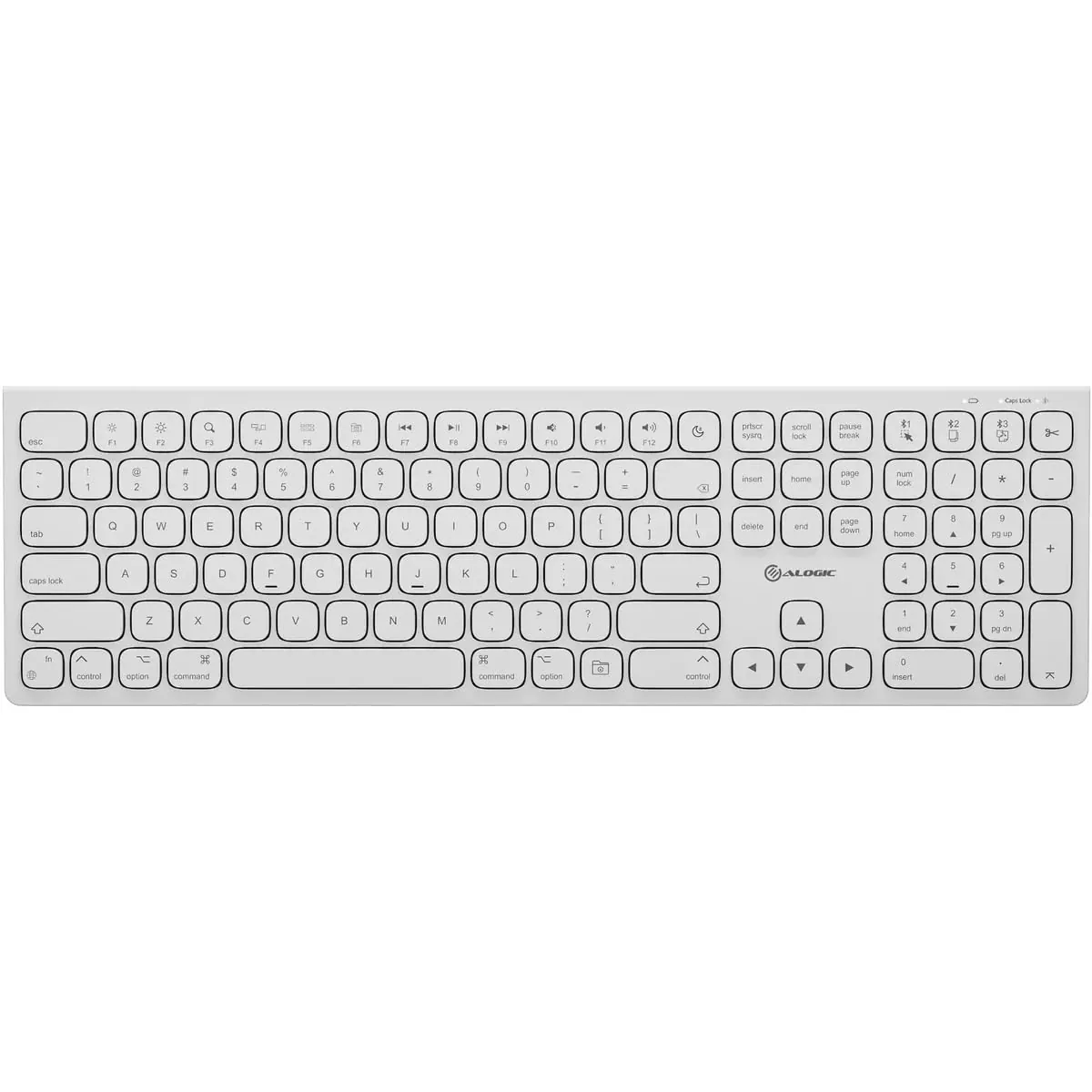 ALOGIC ASKBT3M — ECHELON USB-C RECHARGEABLE BLUETOOTH FULL SIZE KEYBOARD FOR MAC (WHITE), US