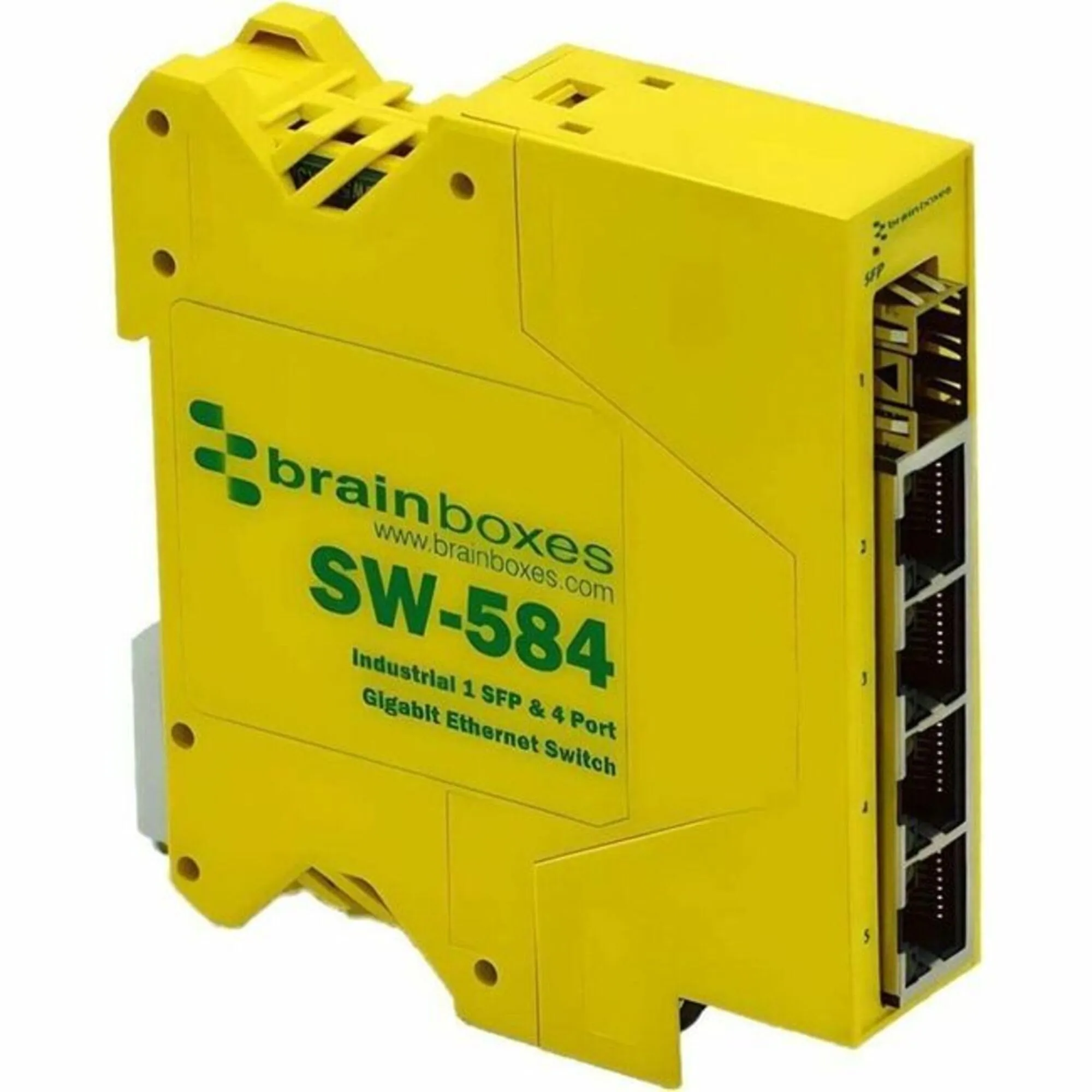 BRAINBOXES SW-584 - Industrial 1-Slot SFP & 4-Port Gigabit Ethernet Switch