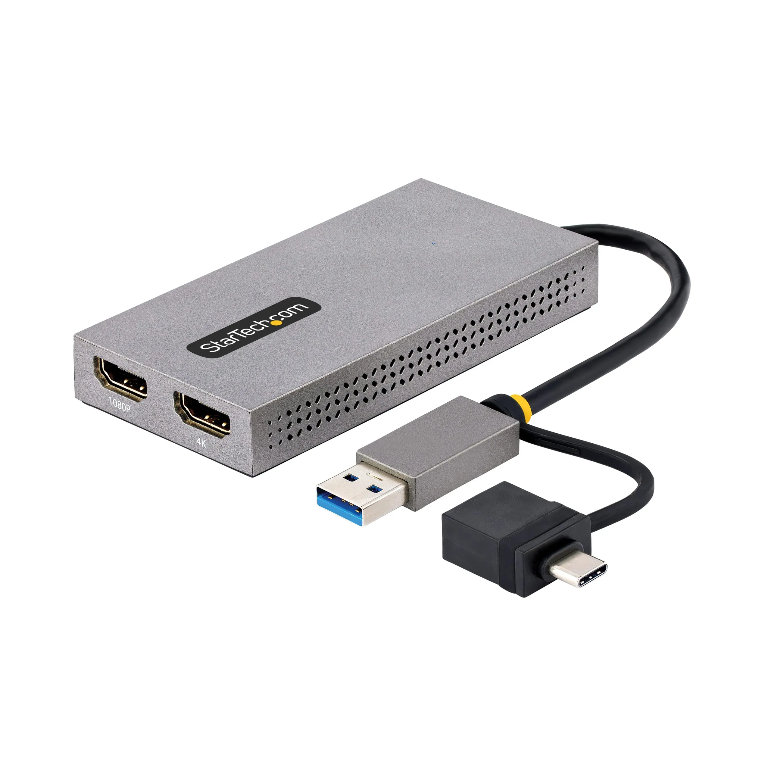 STARTECH 107B-USB-HDMI — USB TO DUAL HDMI DISPLAY ADAPTER ADDS 1X 4K 30HZ + 1X 1080P DISPLAYS TO A LAPTOP