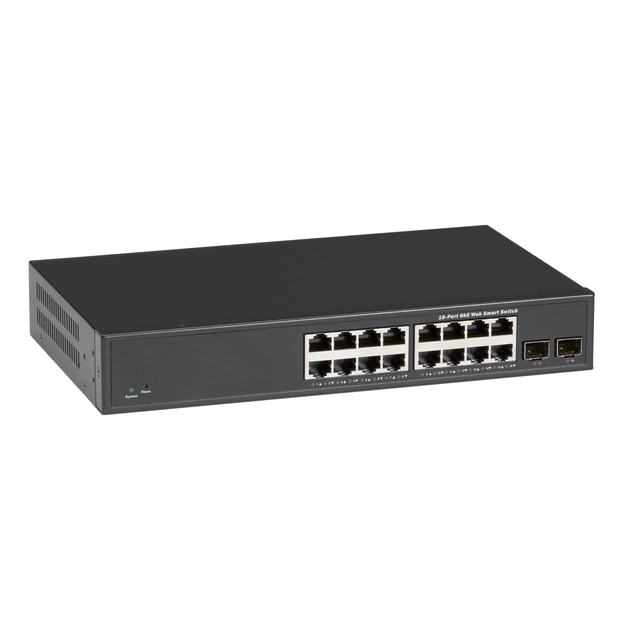 BLACK BOX CORPORATION LGB2118A-R2 — THIS LAYER 2 WEB SMART SWITCH INCLUDES 16 10-/100-/1000-MBPS RJ45 PORTS AND TWO