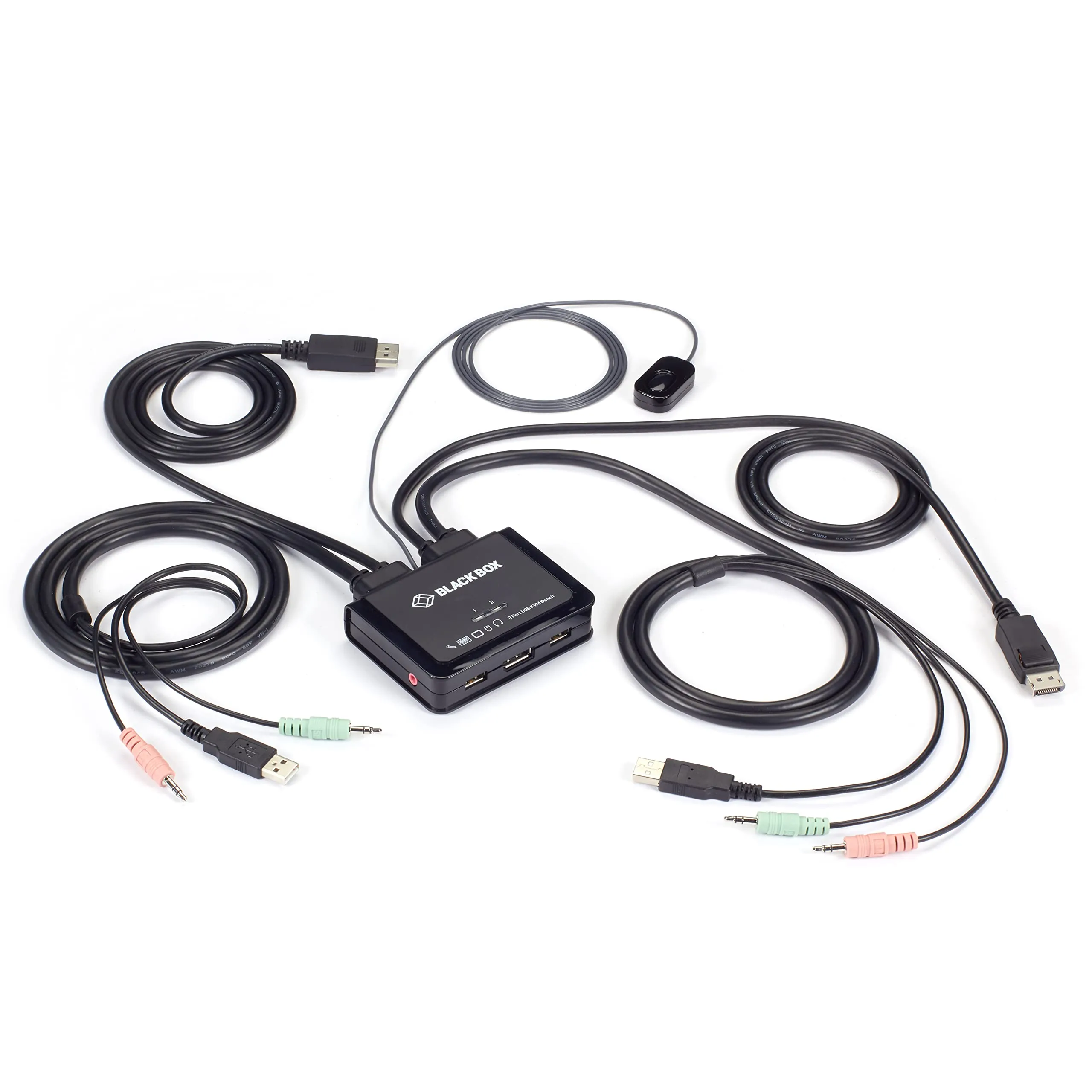BLACK BOX CORPORATION KV62-CBL — 2-Port 4K 60Hz DisplayPort KVM Switch Cable