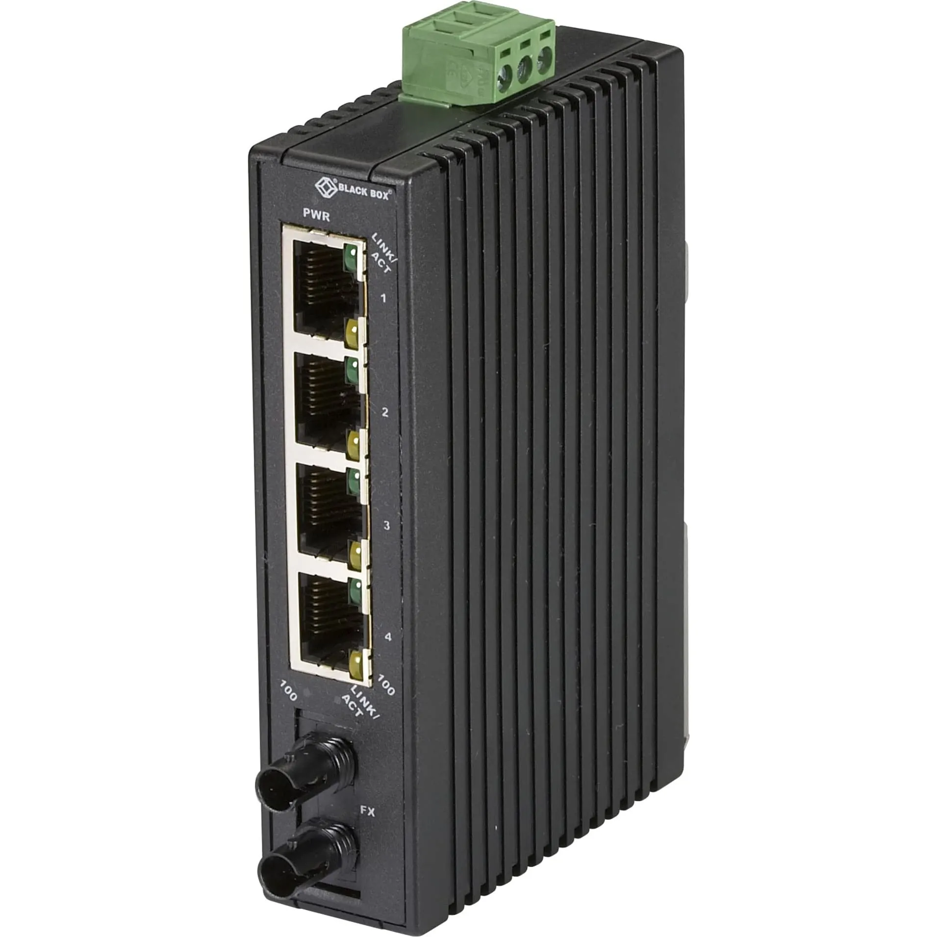 BLACK BOX CORPORATION LBH120A-H-ST — FAST ETHERNET (100-MBPS) HARDENED TEMPERATURE SWITCH - (4) 10/100-MBPS COPPER RJ