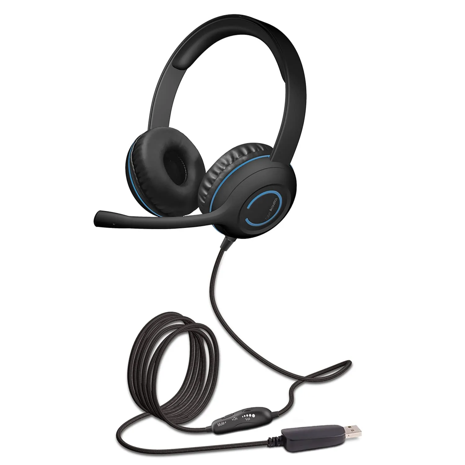 Cyber Acoustics AC-5008 — Durable USB Stereo Headset with Noise-Canceling Mic