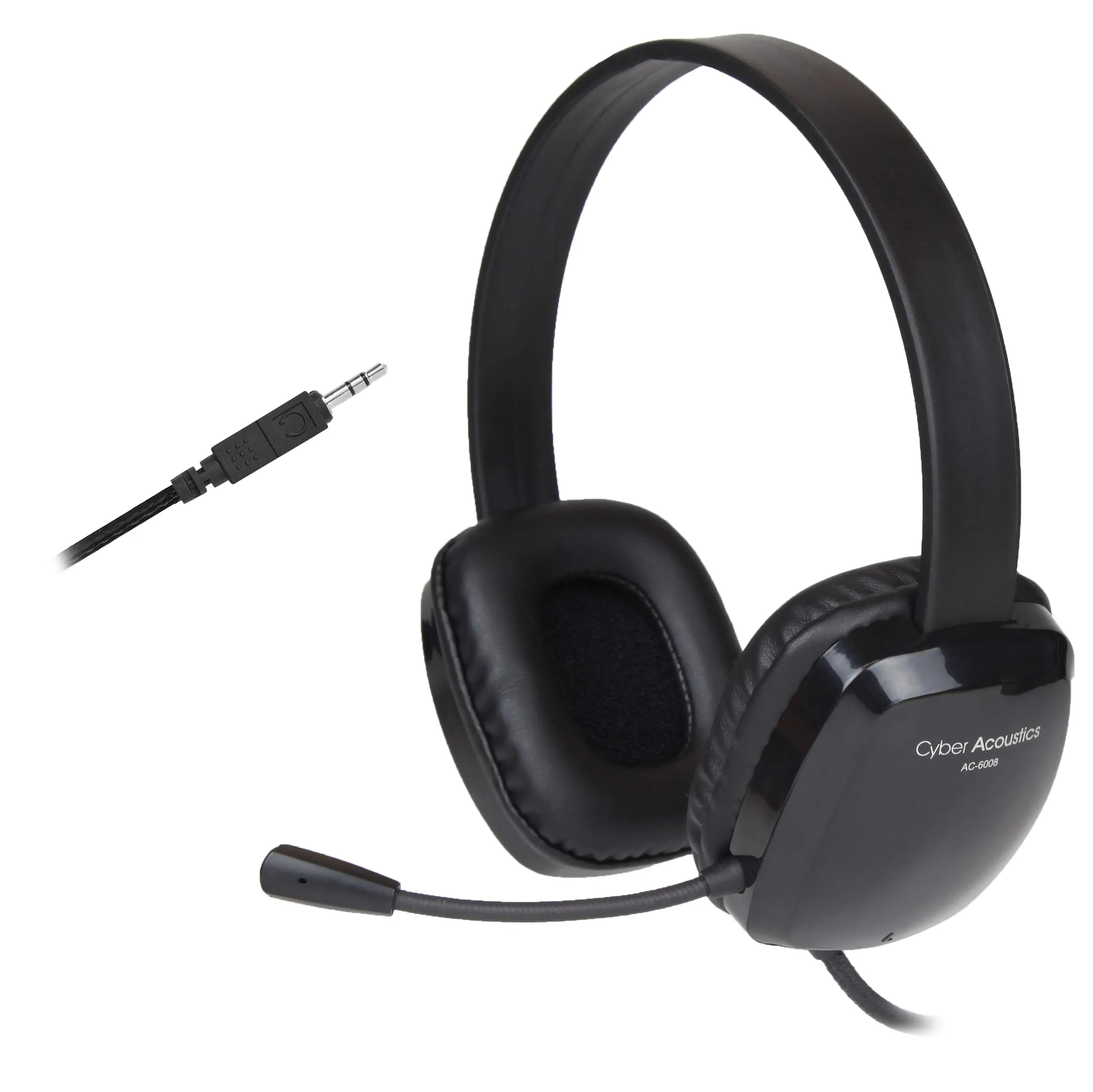 Cyber Acoustics AC-6008 — CYBER ACOUSTICS STEREO HEADSET W/ SINGLE PLUG