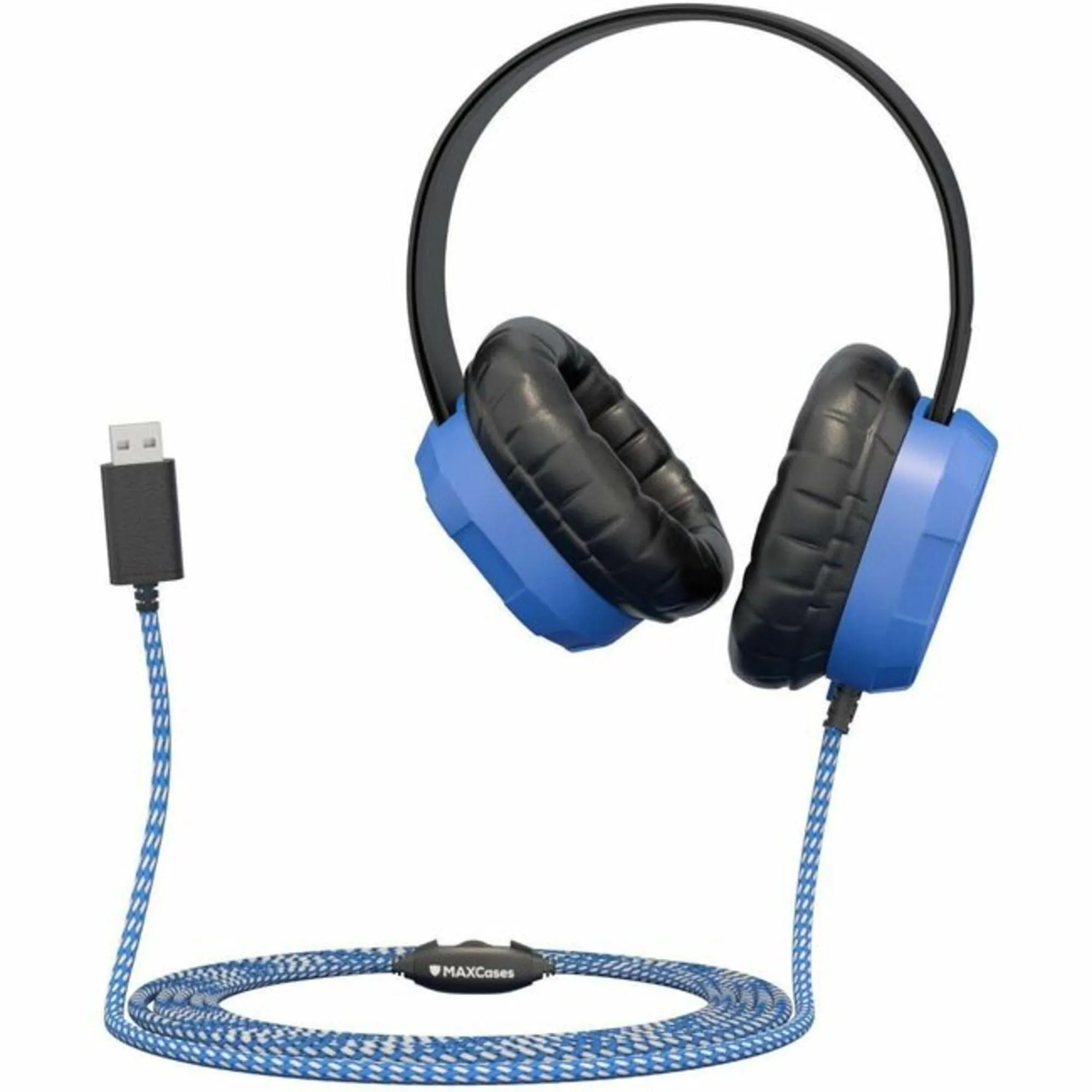 MAX CASES MCHPXUSBC — EXTREME HEADPHONE W/BRAIDED CABLE, INLINE VOLUME CONTROL AND BUILT-IN MICROPHONE