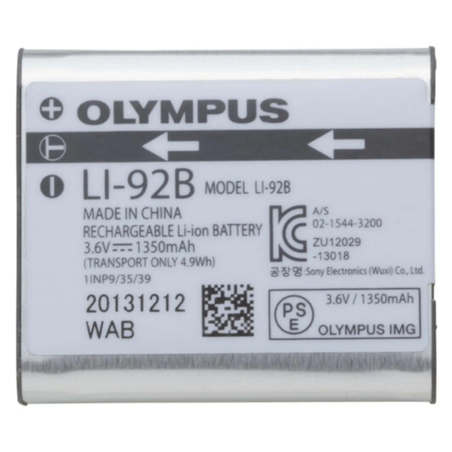 OM DIGITAL SOLUTIONS AMERICAS INC V6560240U000 — OM SYSTEM LI-92B Rechargeable Lithium-ion Battery