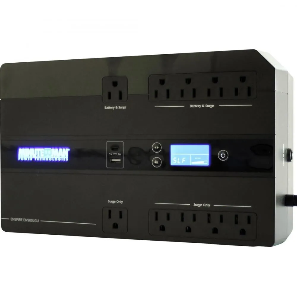 MINUTEMAN EN900LGU - Enspire Series Standby UPS 900VA 5-Bat5-Surge LCD, USB, USB 